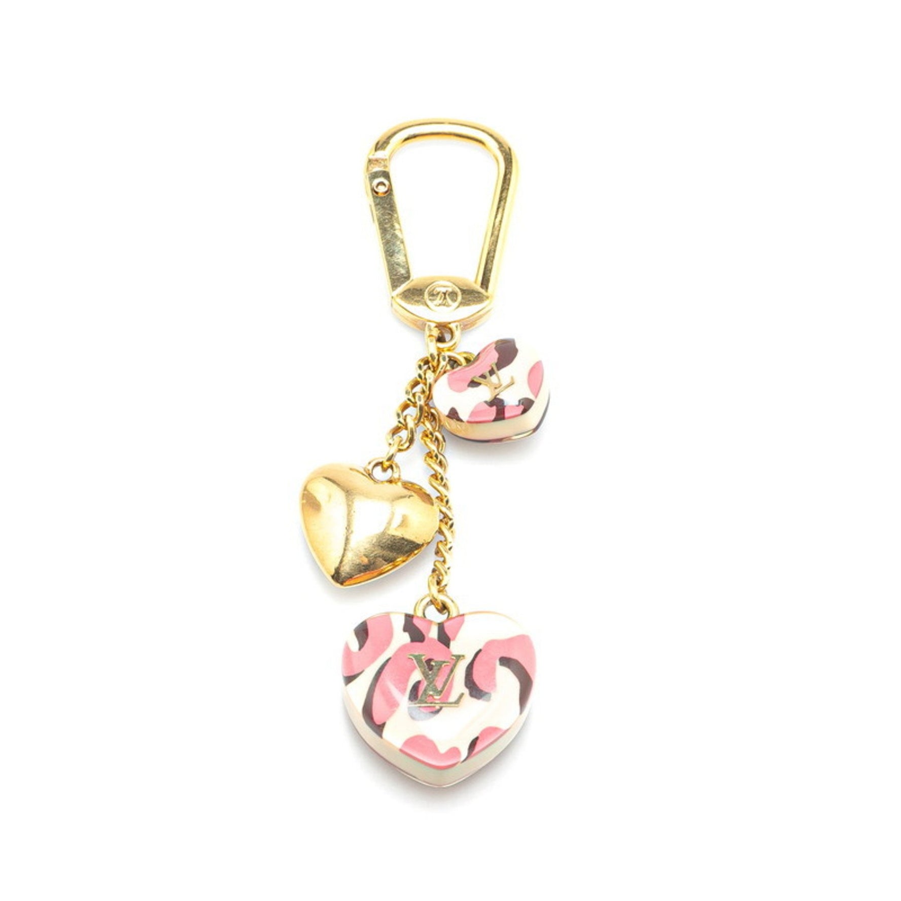 Louis Vuitton Porte-Clés Leopard Charm Keychain M66263 Gold, Blanc Corail, Plated Resin, Women's LOUIS VUITTON
