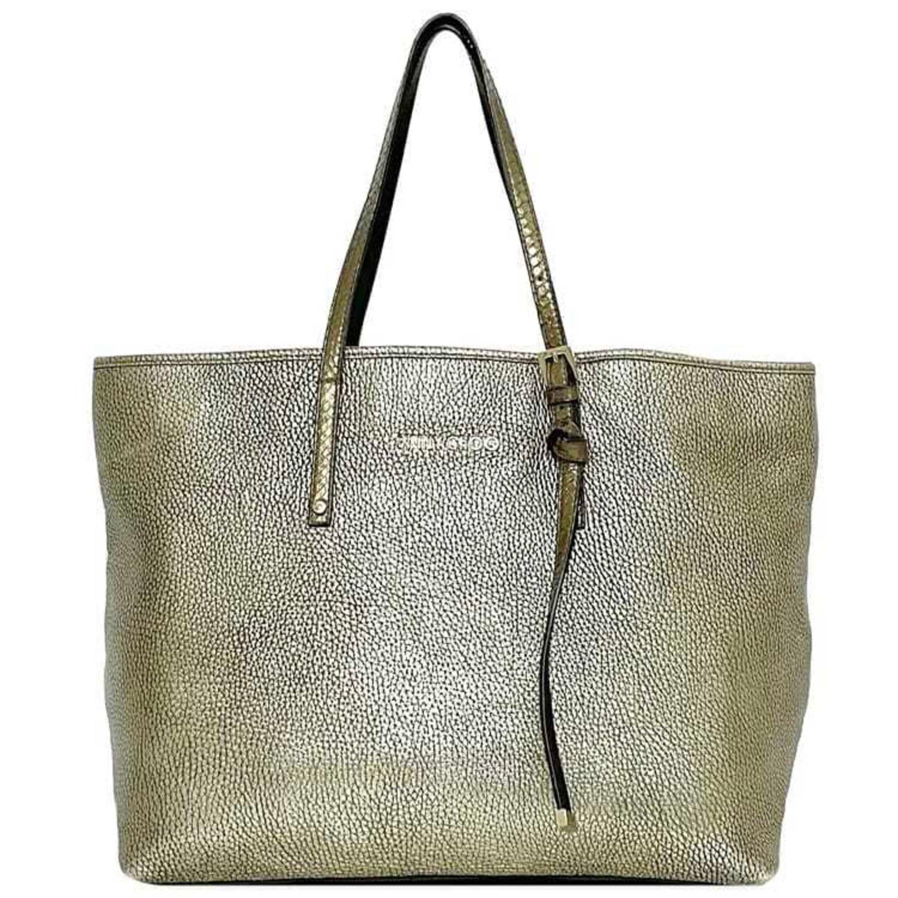 Jimmy Choo Tote Bag Gold Brown Leather