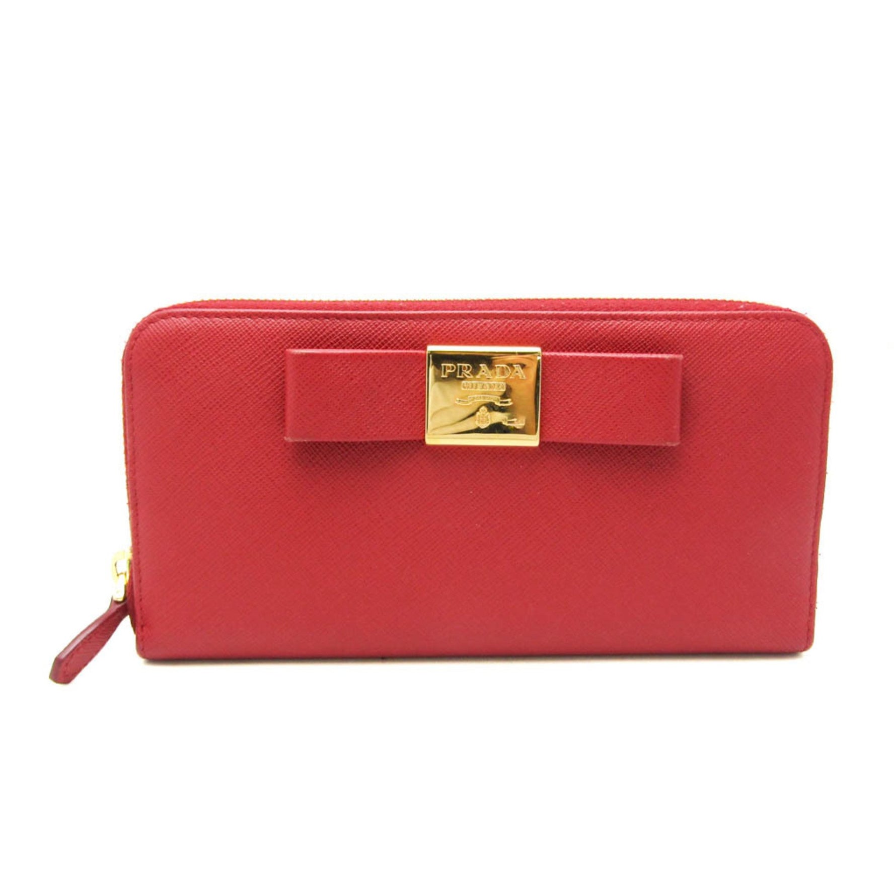 Prada Saffiano SAFFIANO FIOCCO Leather Long Wallet (bi-fold) Red Color