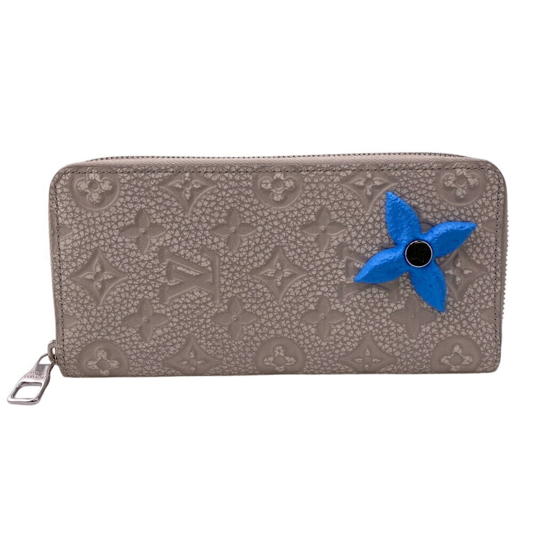 LOUIS VUITTON M81573 Zippy Wallet Vertical Round Taurillon Climbing Long Blue Women's