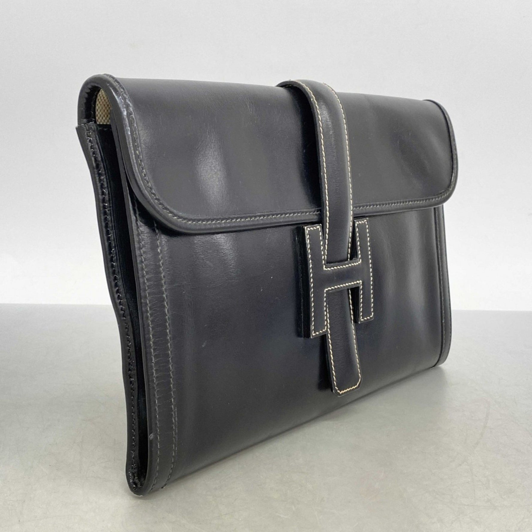 Hermes Hermès Jige PM Clutch Bag in Box Calf Leather, 〇S Stamped, Men's/Women's