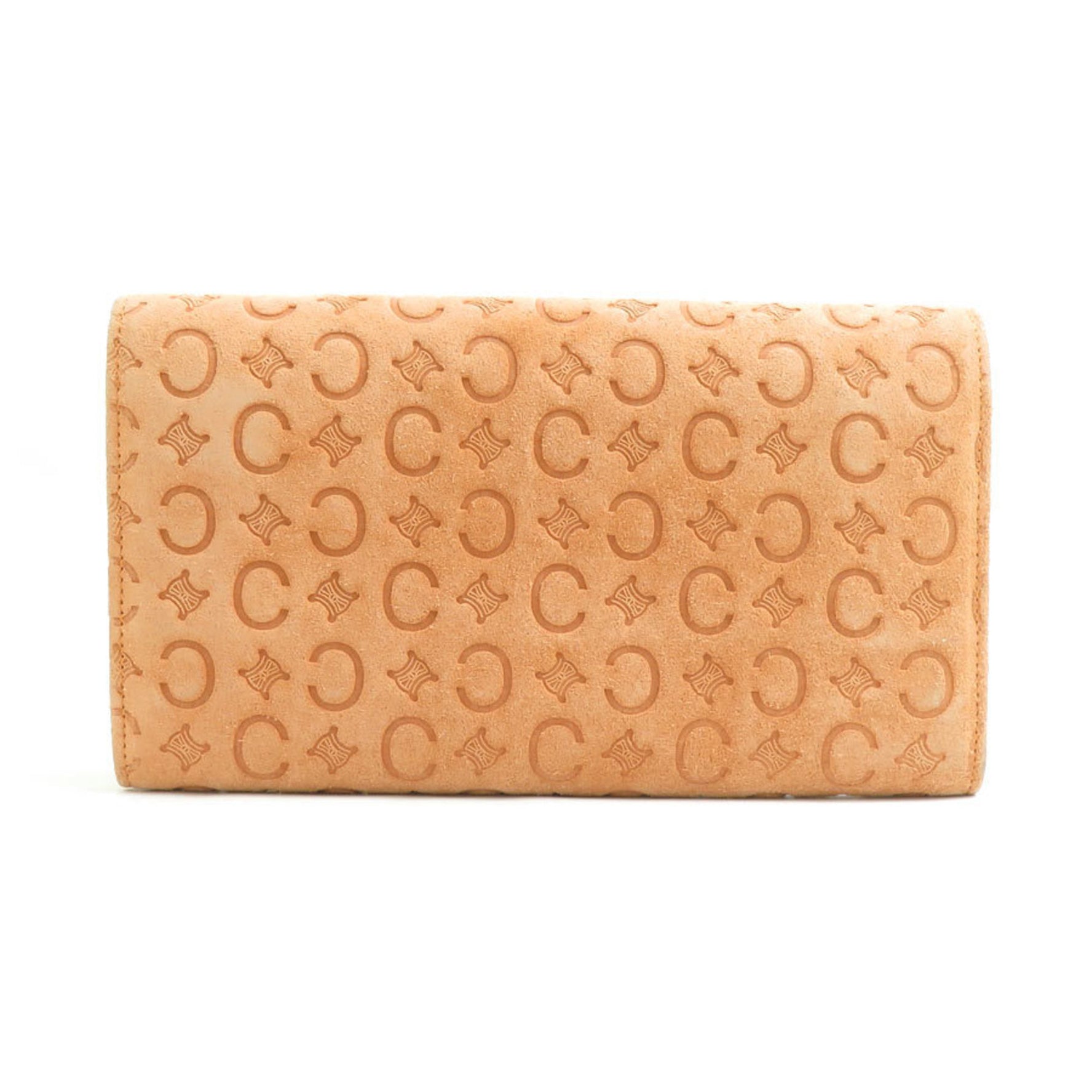 CELINE Long Wallet Suede Orange Beige