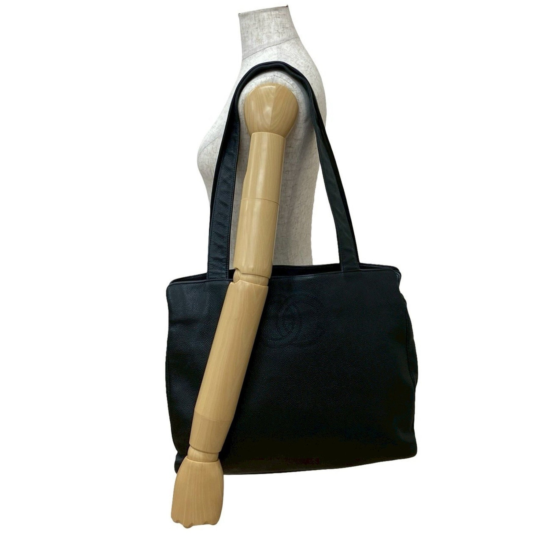 Seal No. 6 CHANEL Vintage Coco Mark Caviar Leather Tote Bag Handbag