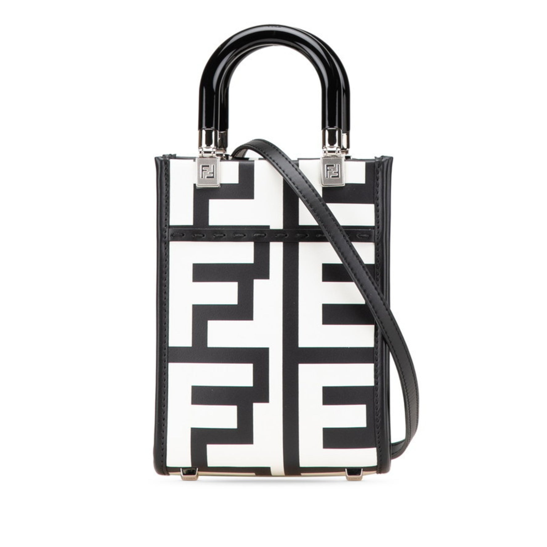 Fendi x Marc Jacobs Sunshine Shopper Small Handbag/Shoulder Bag Black/White Leather