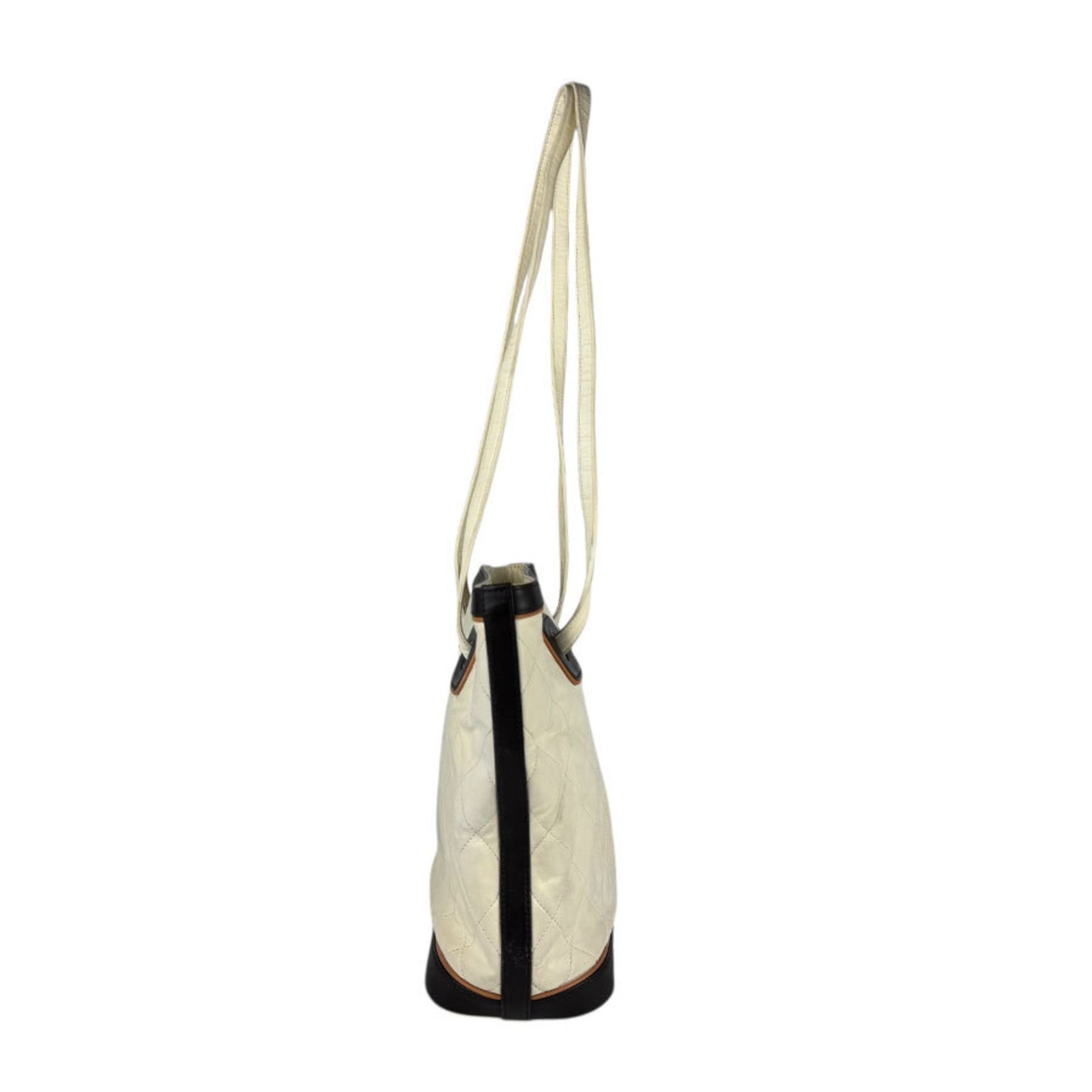 CHANEL Shoulder Bag Leather Ivory x Brown Women's z5293