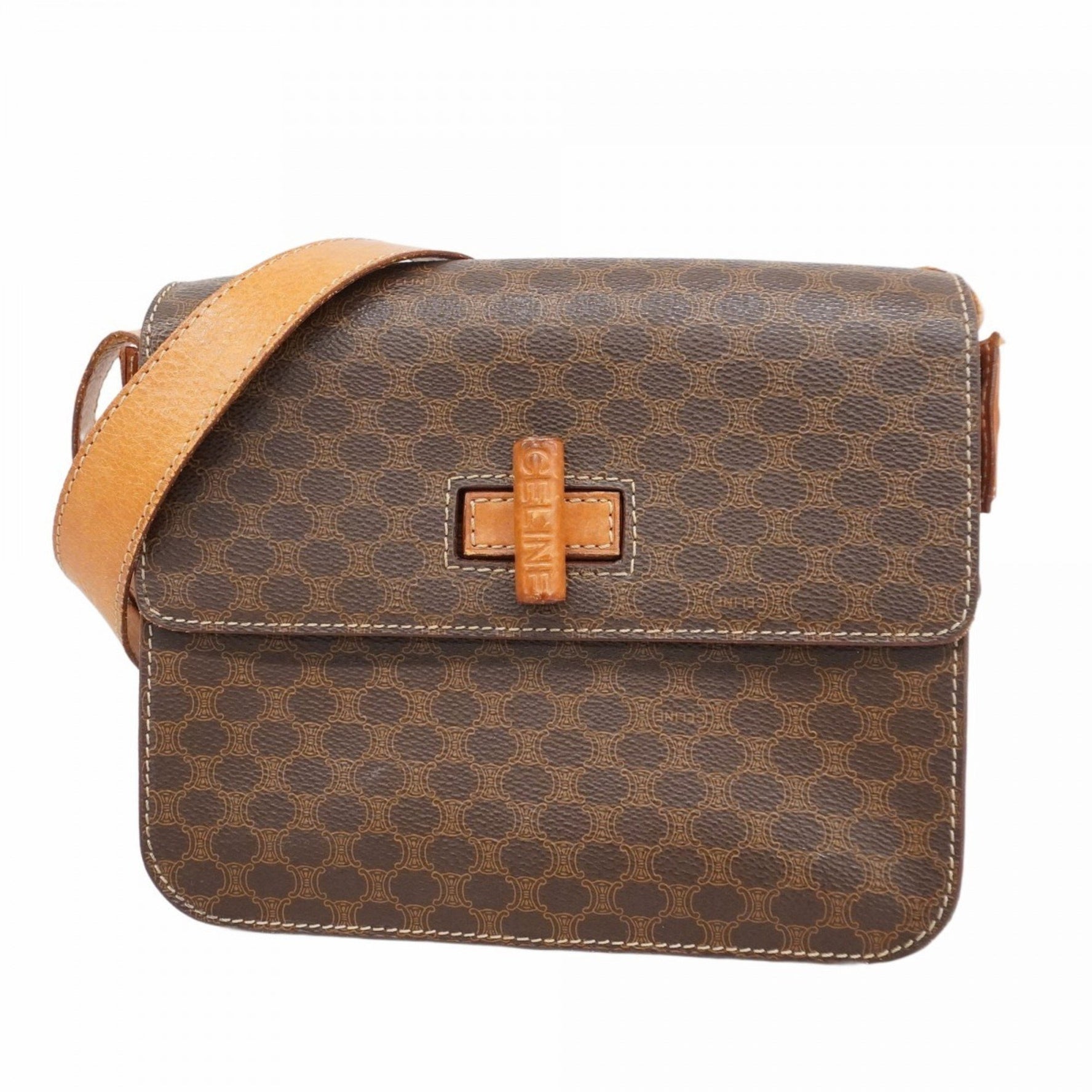 Celine Shoulder Bag Macadam Brown Women's