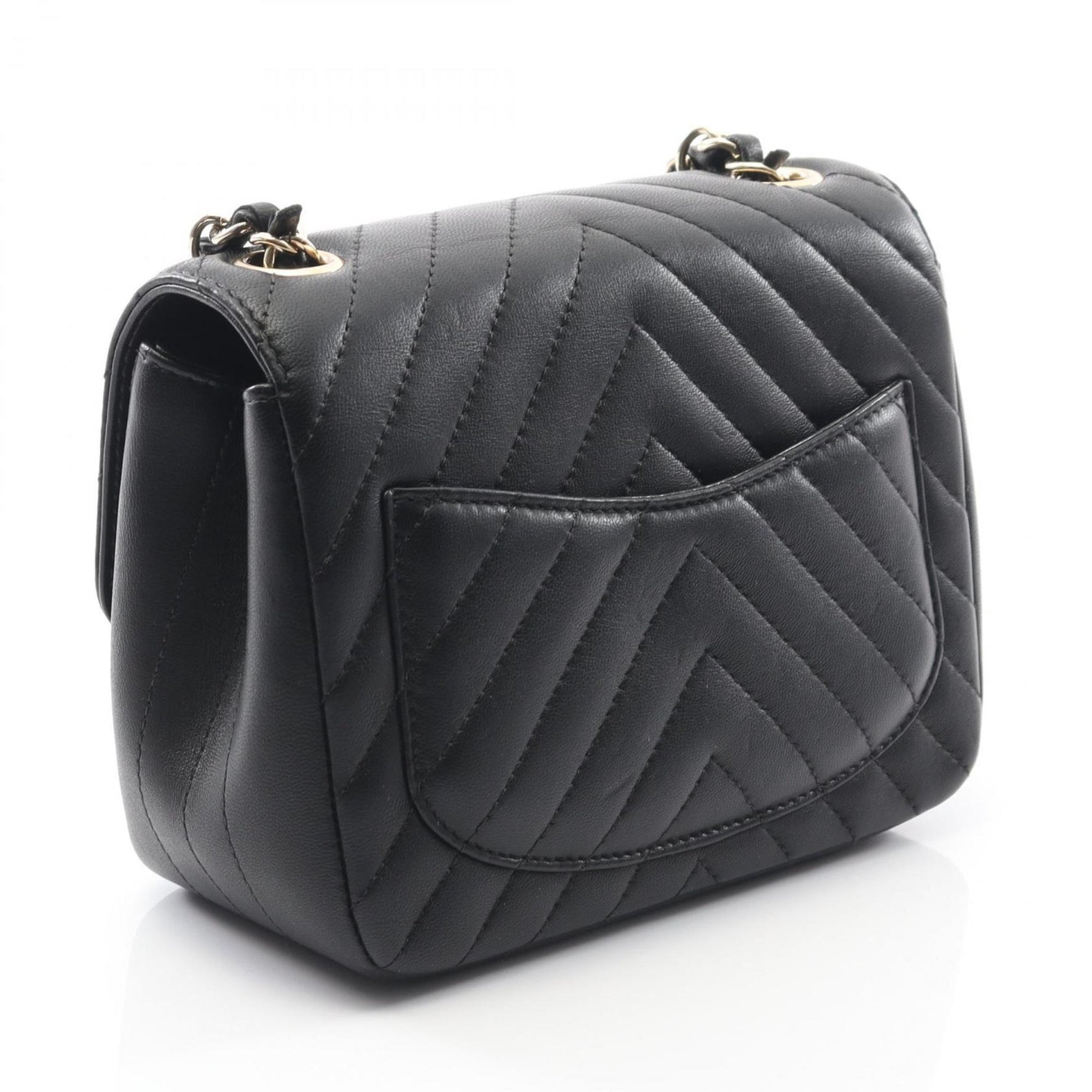 CHANEL Chevron V-Stitch Shoulder Bag in Lambskin Leather