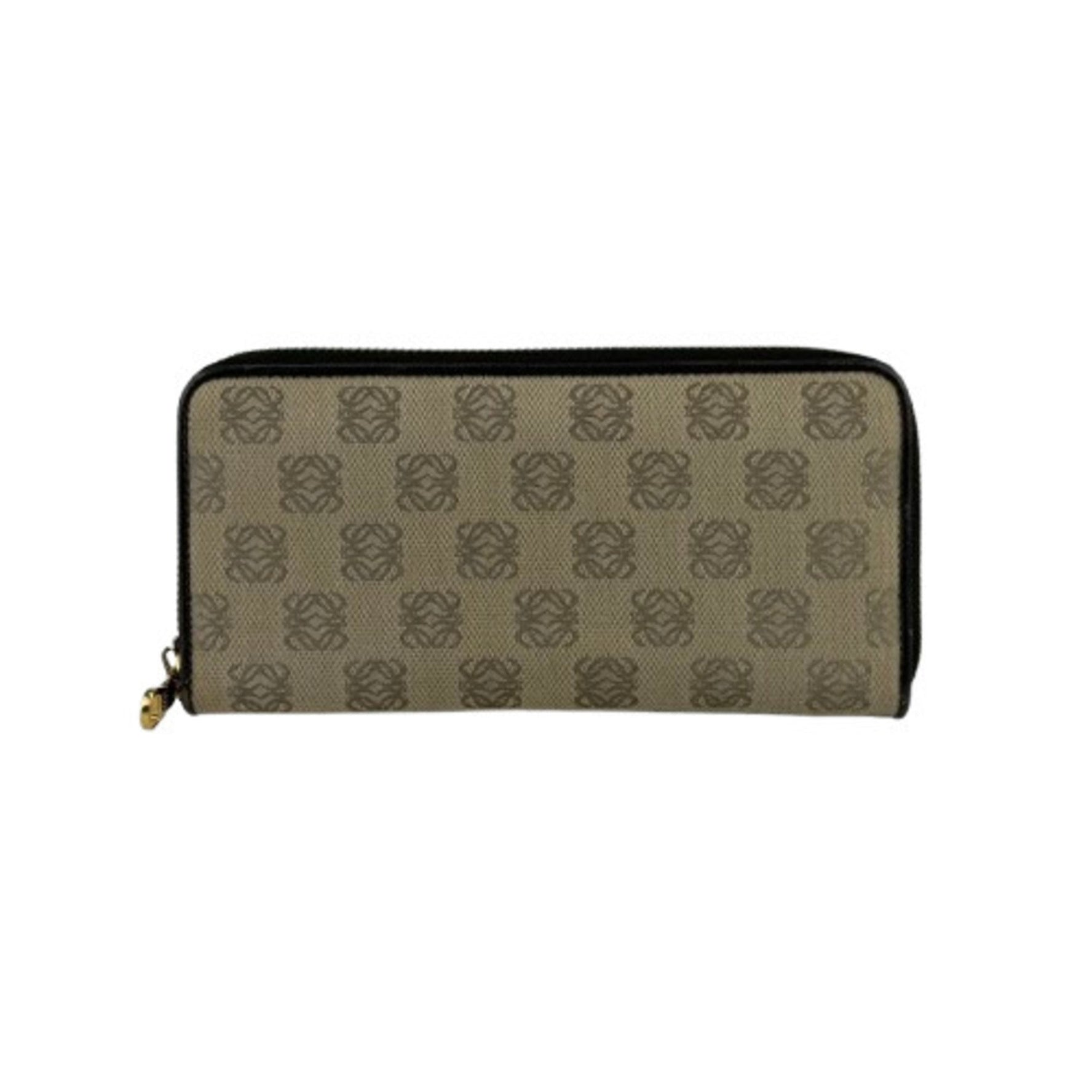 LOEWE Anagram Zip-Around Wallet - Beige and Brown Canvas Leather, Men's Round