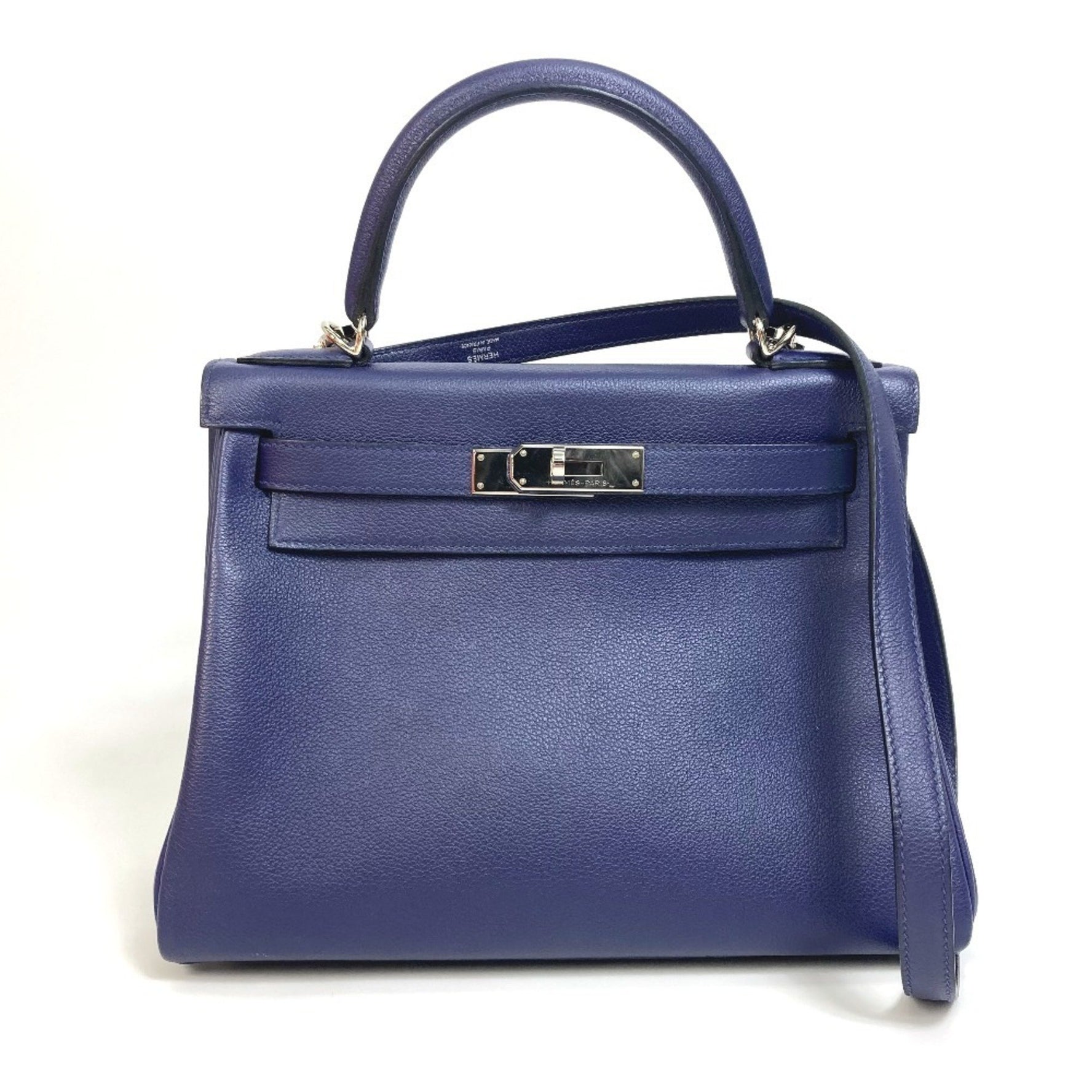HERMES Kelly Verso 28 Inner Stitching Bag Shoulder Handbag Evercolor Ankle Zellige