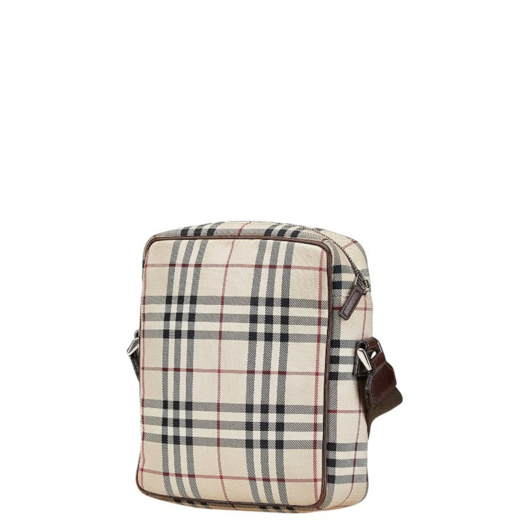 Burberry Nova Check Crossbody Shoulder Bag Beige Brown Canvas Leather