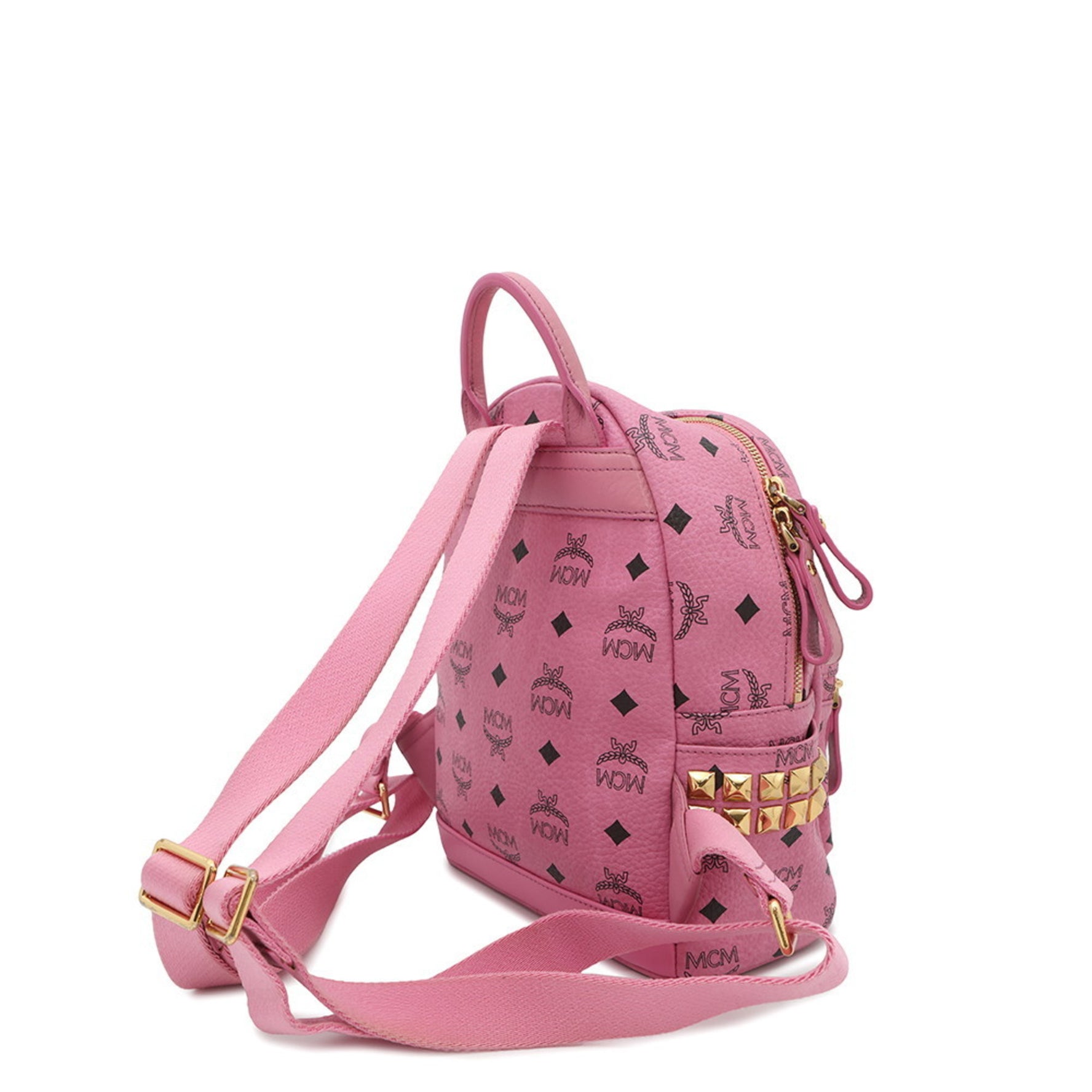 MCM Backpack in Visetos with Side Studs and Leather