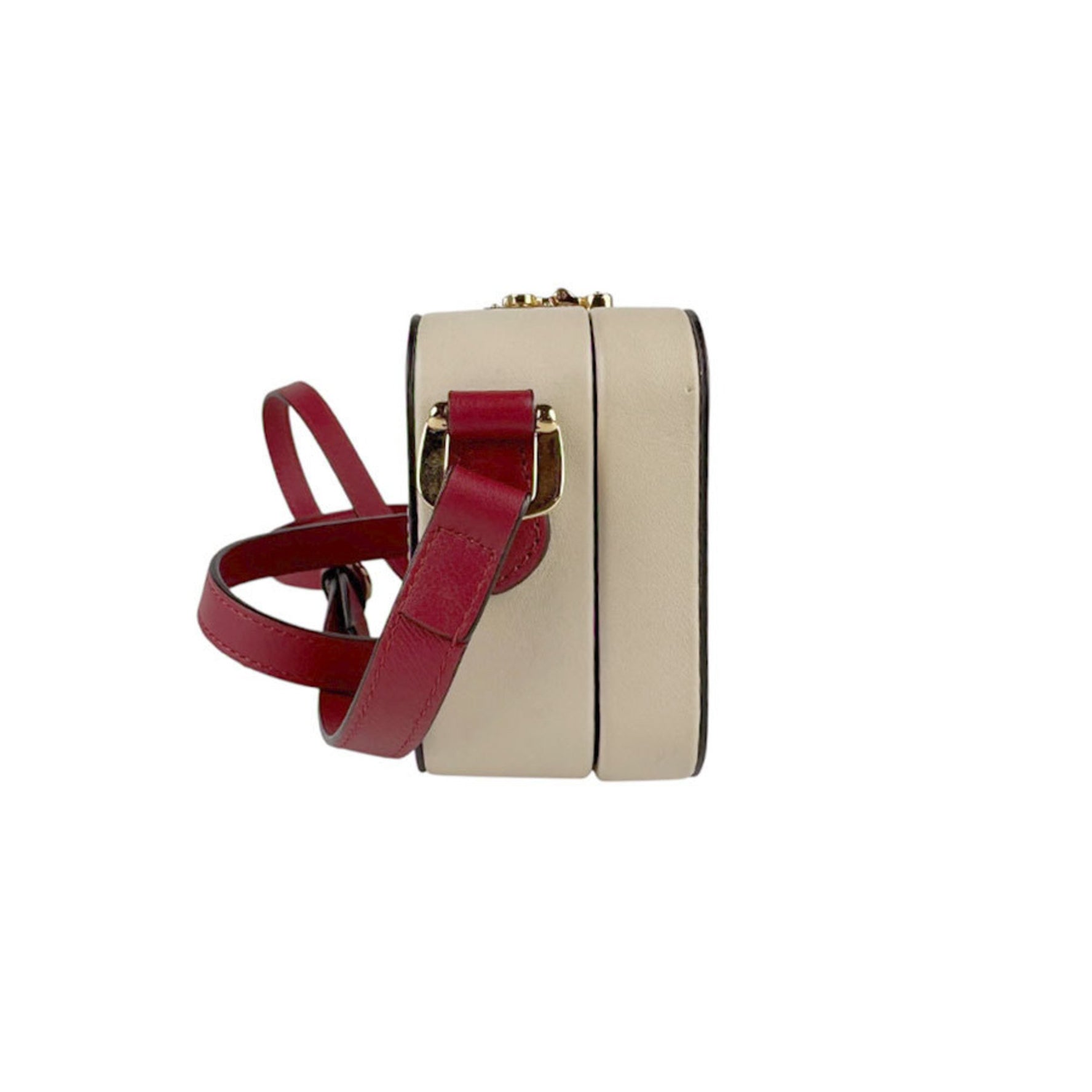 Gucci Interlocking G Leather Shoulder Bag in Beige, Red, and Gold