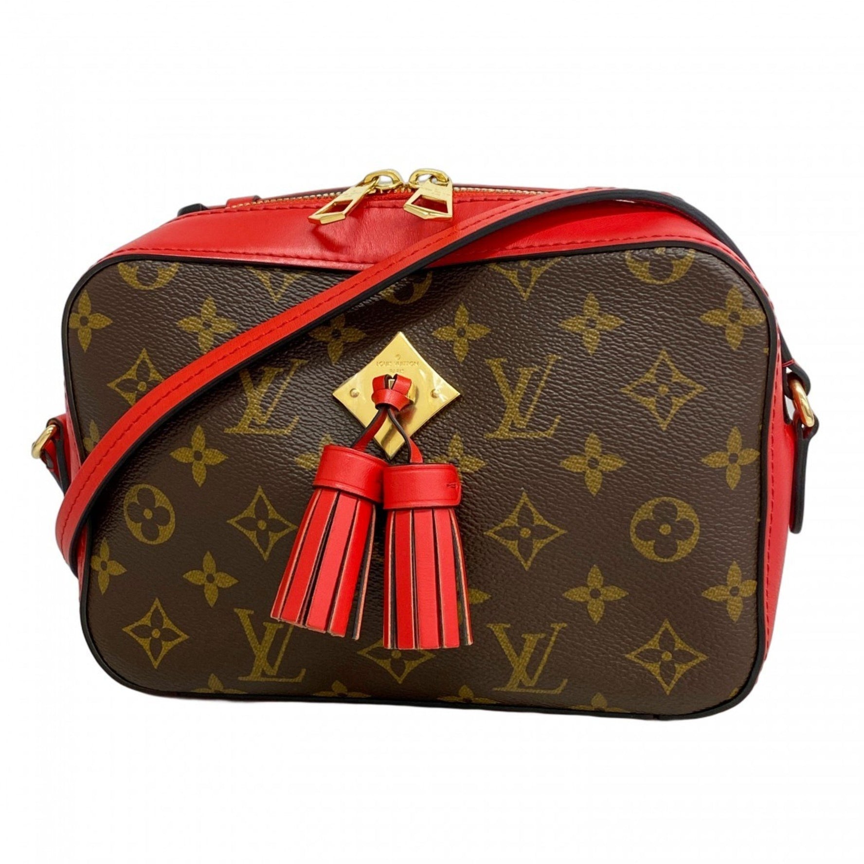Louis Vuitton Monogram Saintonge Shoulder Bag M43556 Brown Coquelicot Women's