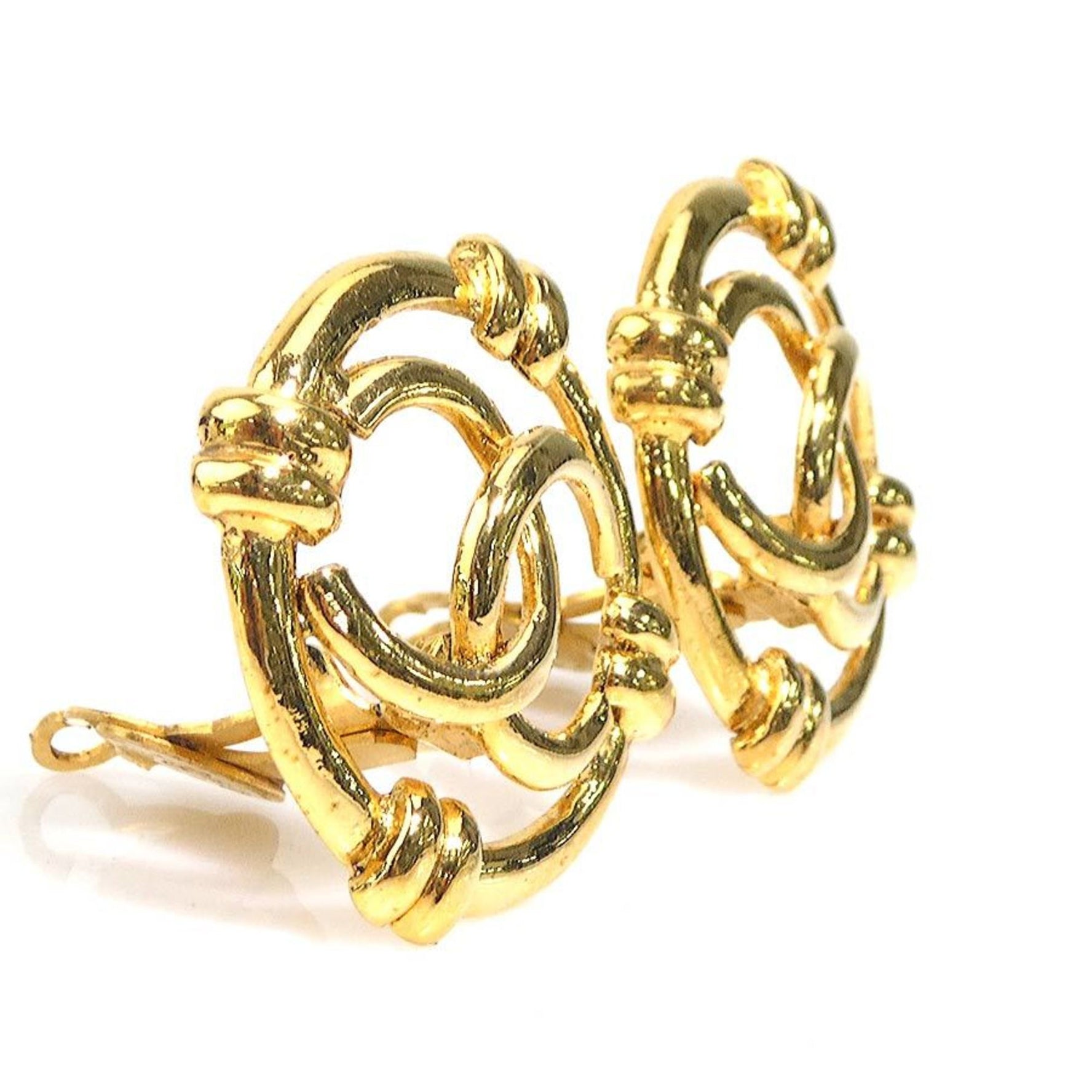 CHANEL Coco Mark Metal Earrings