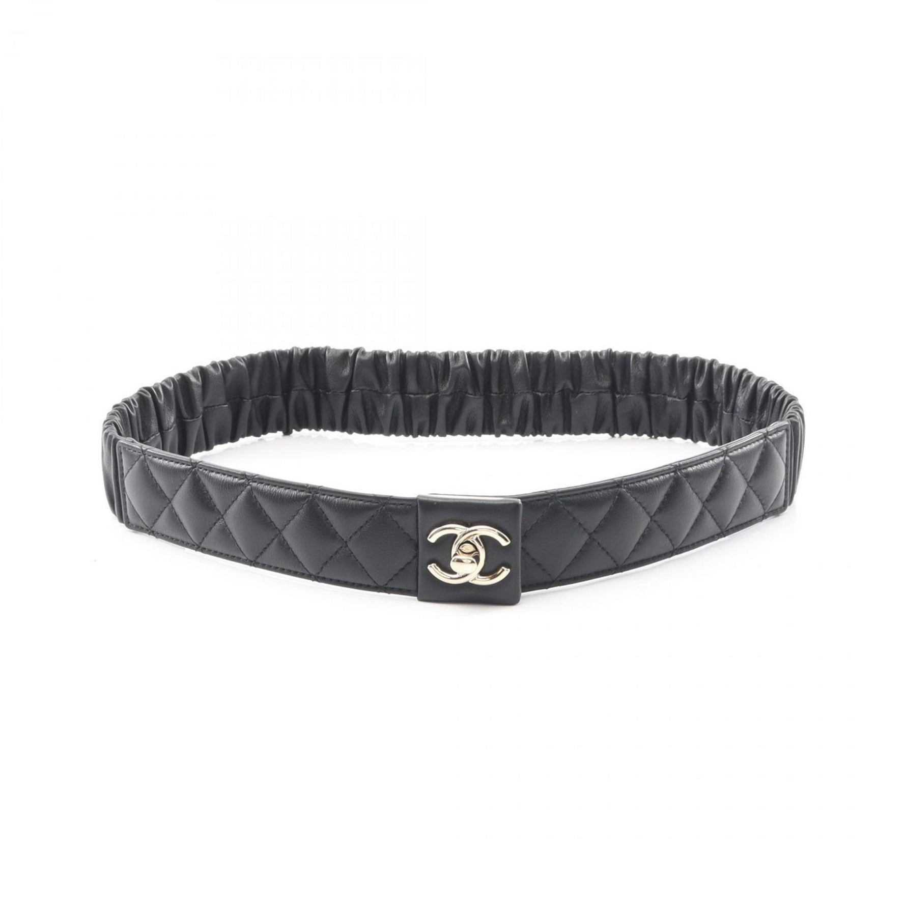 CHANEL Matelasse Belt, Lambskin Leather, Black