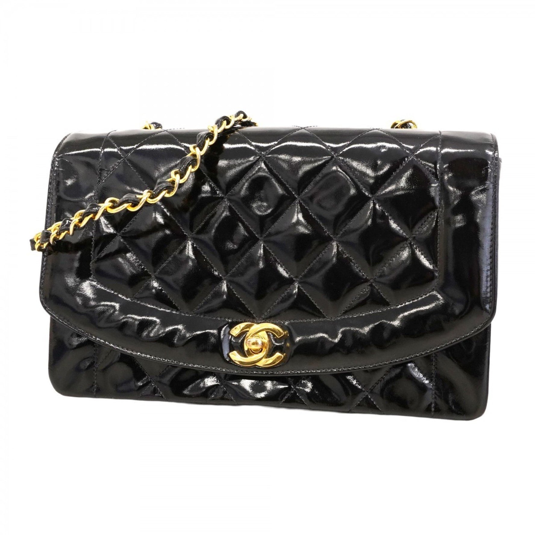Chanel Diana Shoulder Bag, Chain Patent Leather