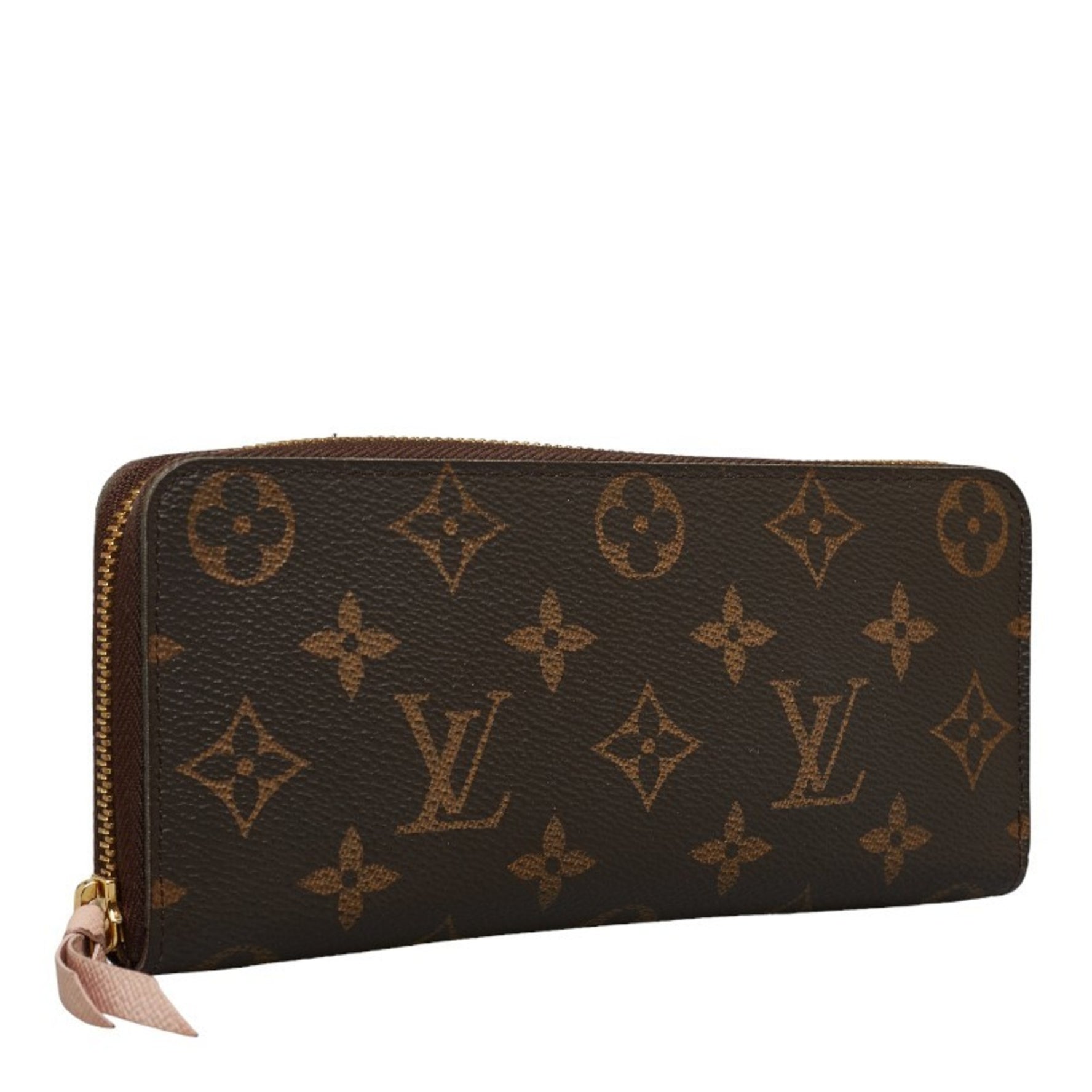 Louis Vuitton Monogram Portefeuille Clemence Round Long Wallet M61298 Rose Ballerine Brown PVC Leather Women's LOUIS VUITTON