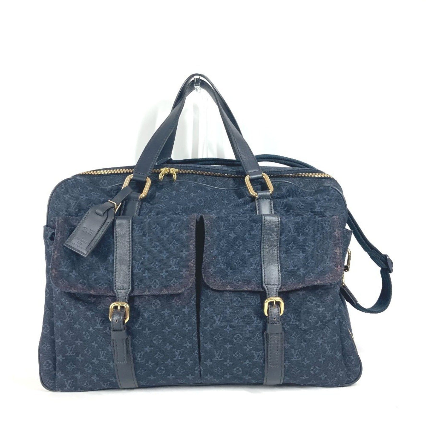 LOUIS VUITTON M42331 Monogram Mini Claudine Travel Bag, 2-Way Shoulder Boston Canvas, Women's, Navy