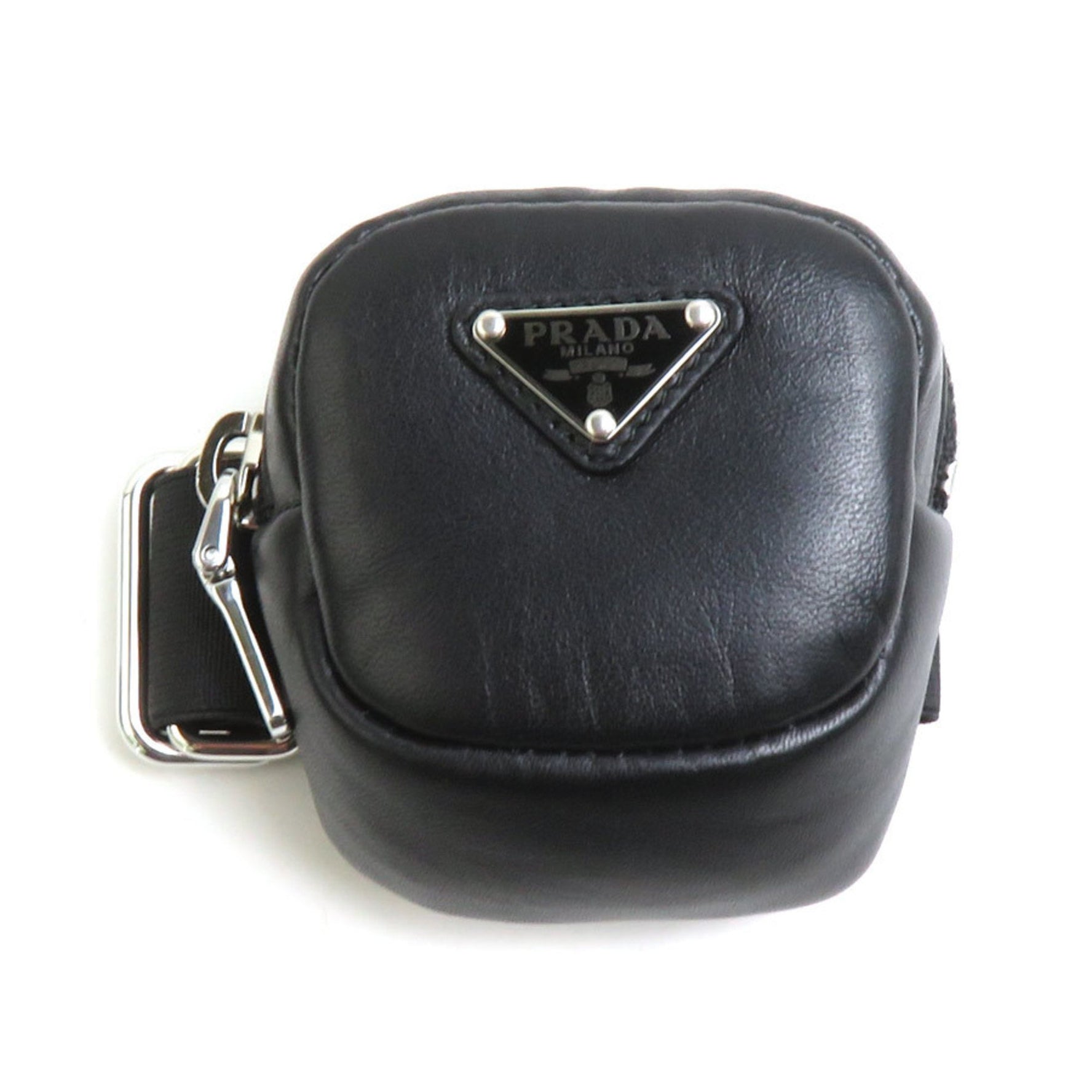 PRADA pouch arm leather rubber black silver ladies w1134a