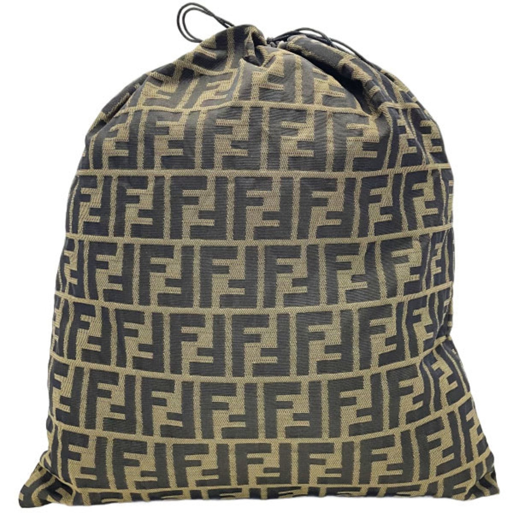 Fendi Pouch Zucca Nylon Canvas Khaki Black FF Bag Multi