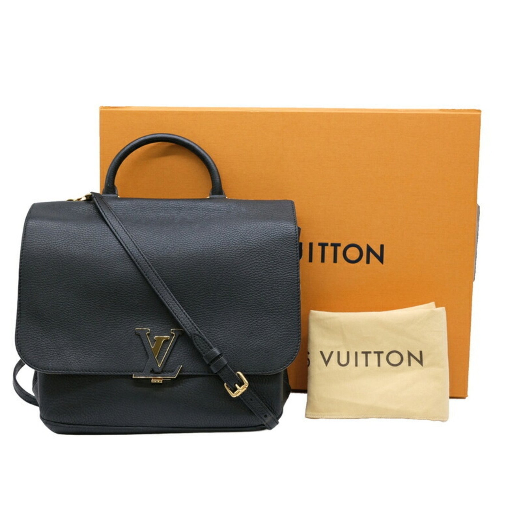 LOUIS VUITTON Louis Vuitton Volta Shoulder Handbag Taurillon Leather Black M50255