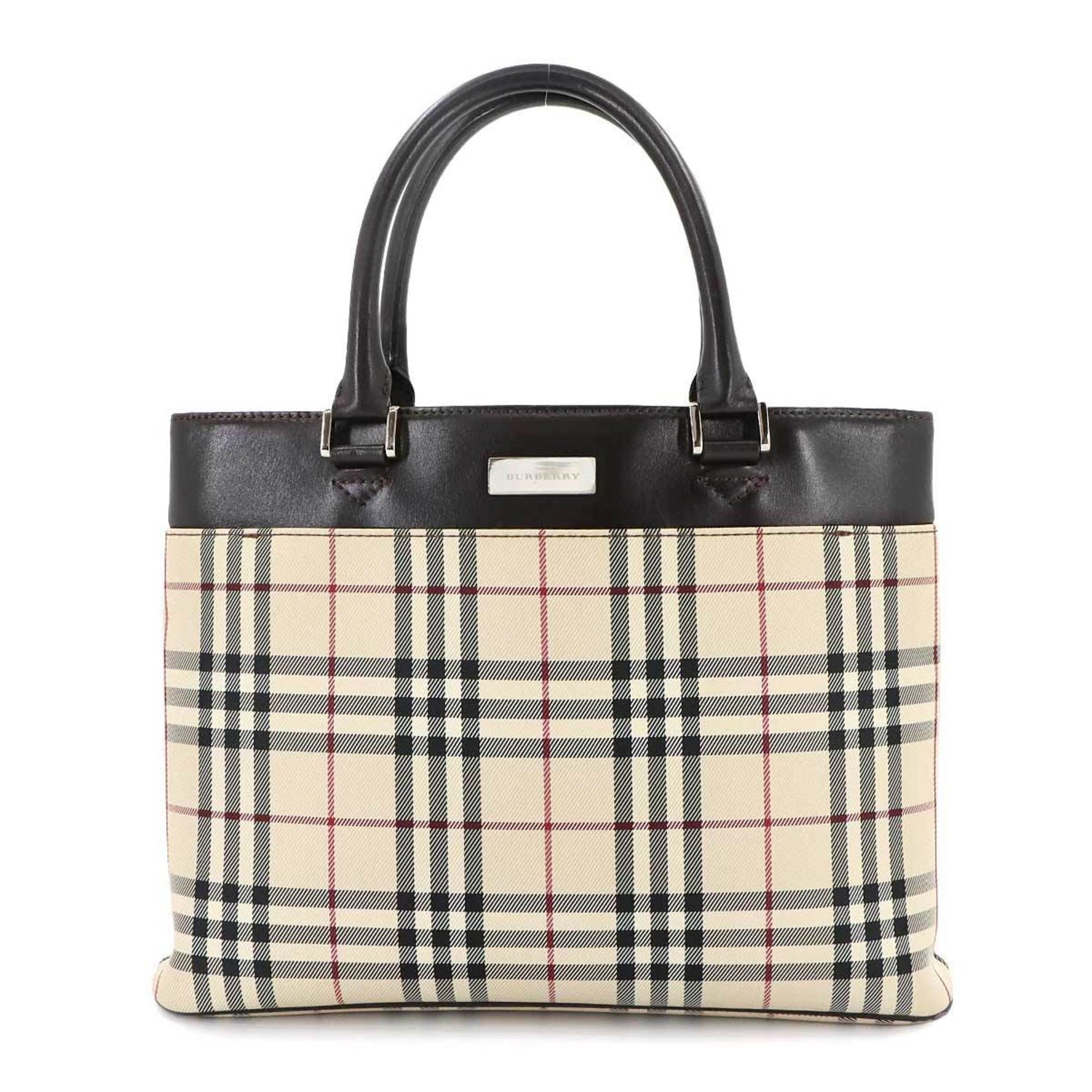 Burberry Nova Check Handbag Canvas Leather Beige Brown Hand Shoulder Bag