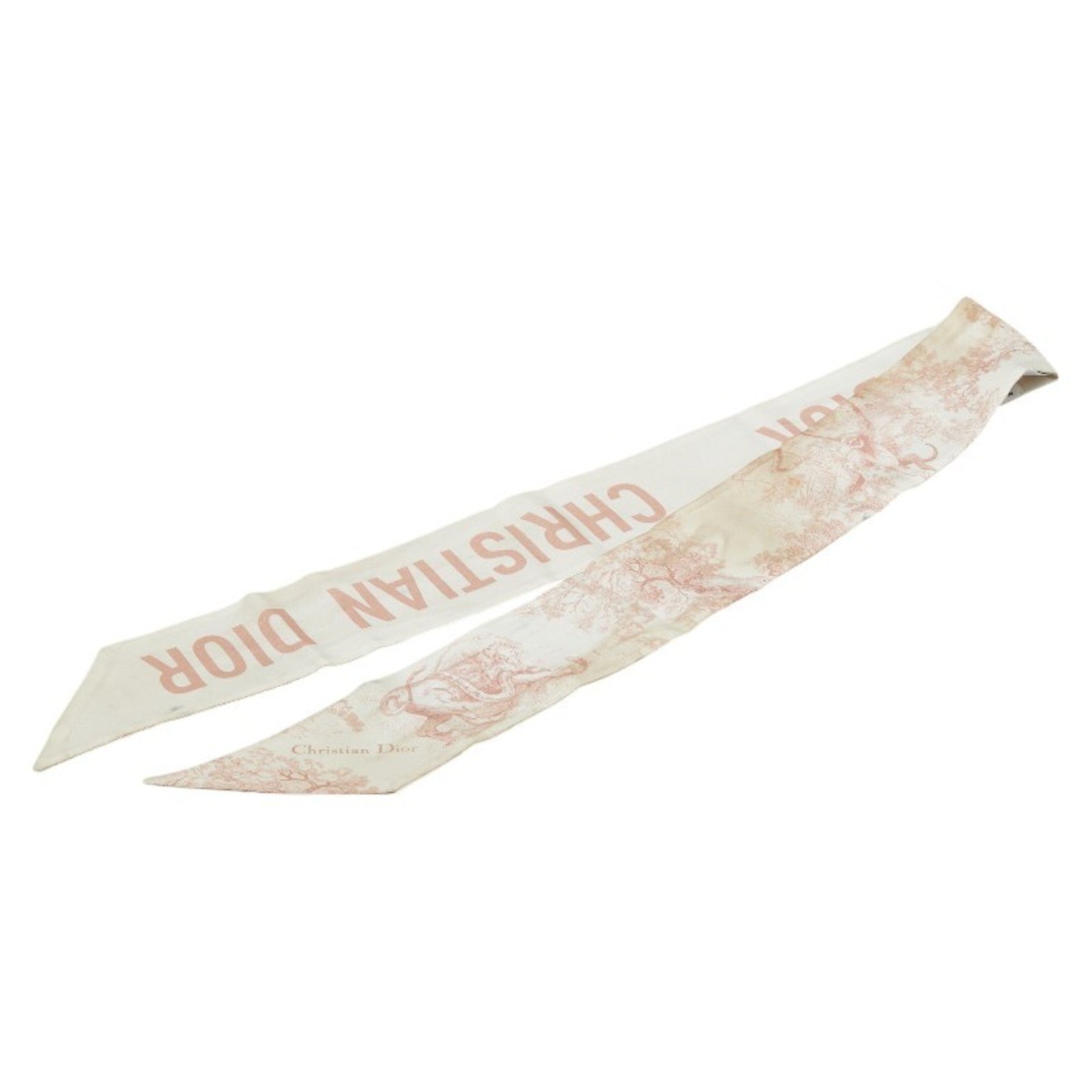 Christian Dior Dior Mitzah Toile de Jouy Scarf, White/Pink Beige Silk