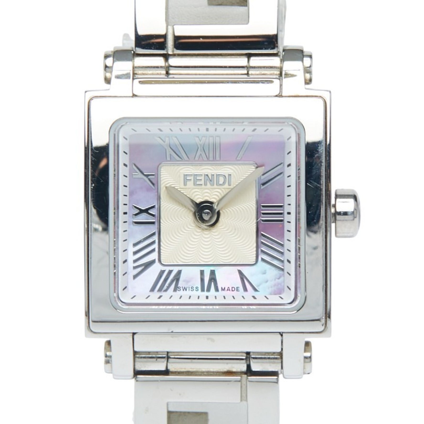 Fendi Quadromini Watch Quartz Purple Dial Stainless Steel
