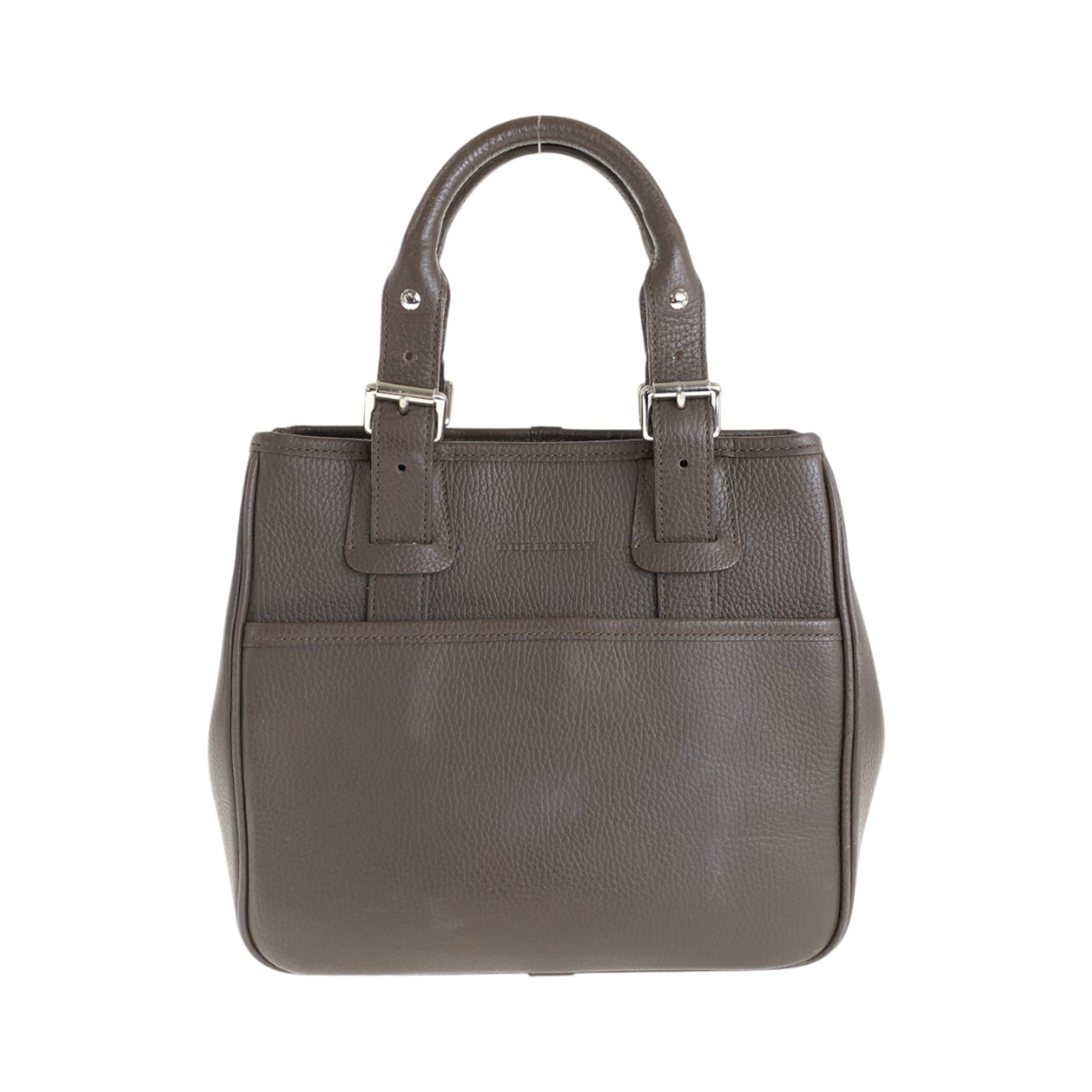 BURBERRY medium check leather tote bag with silver hardware