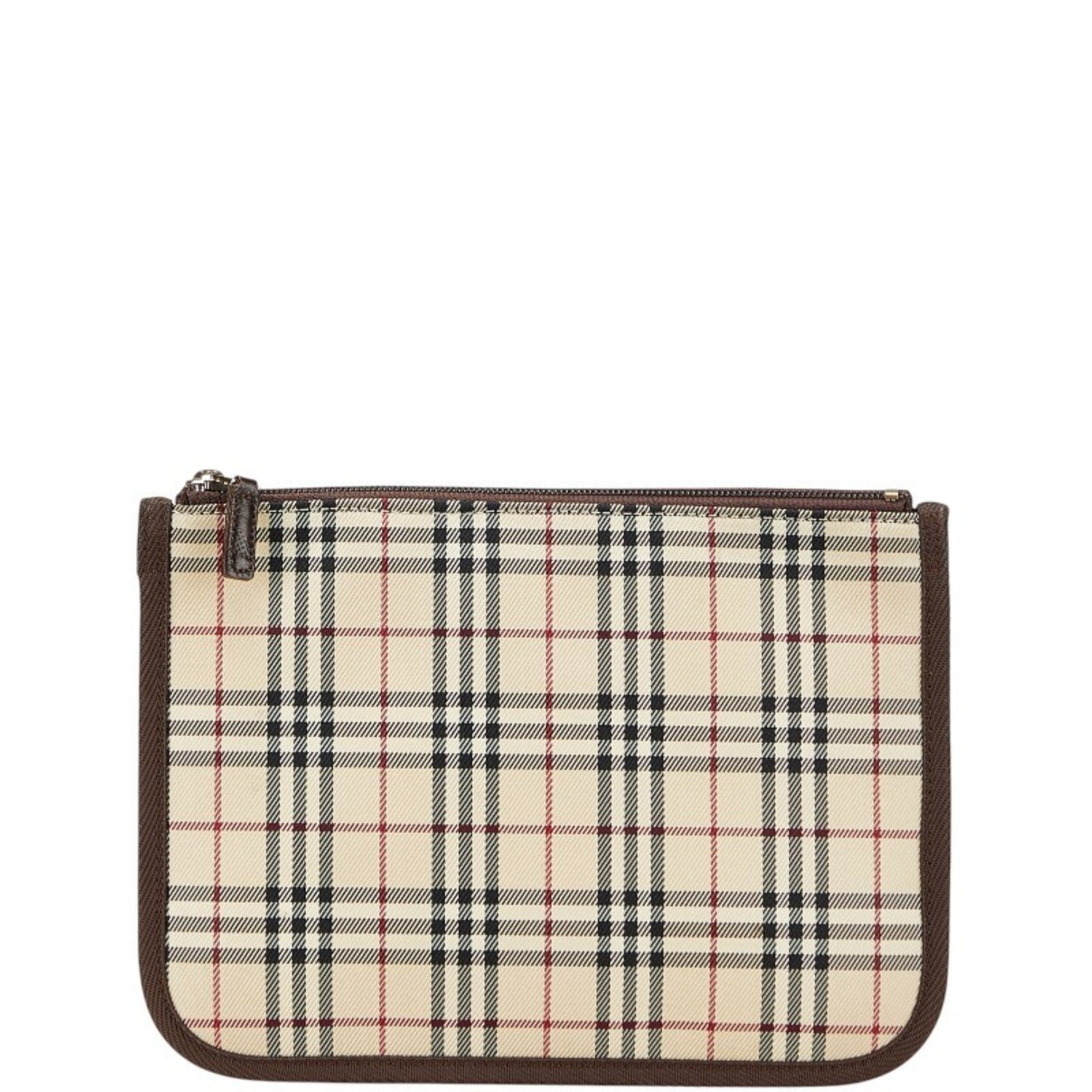 Burberry Nova Check Pouch in Beige and Brown Canvas Leather .