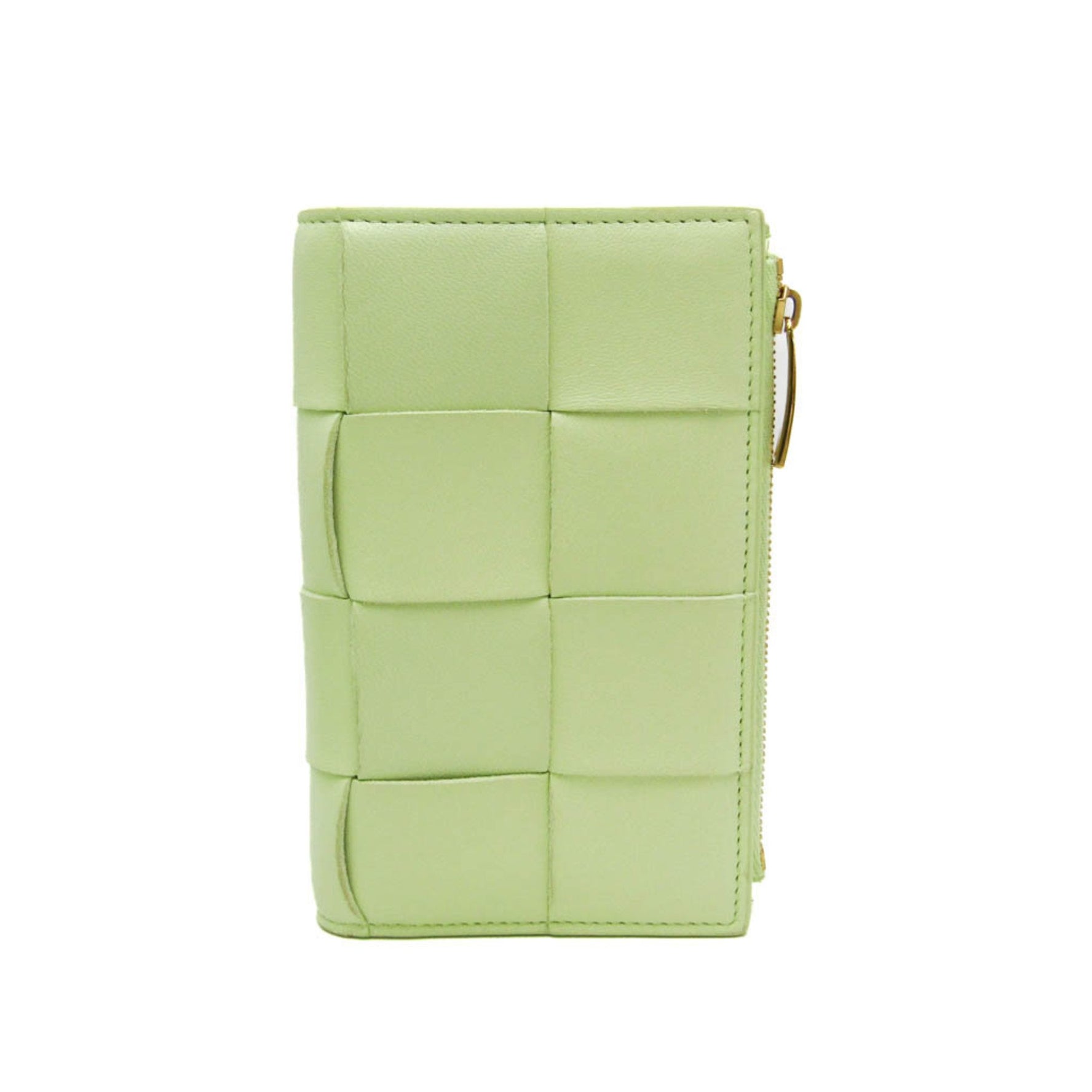 Bottega Veneta CASSETTE Medium Maxi Intrecciato Lambskin Middle Wallet (bi-fold) Lime Yellow