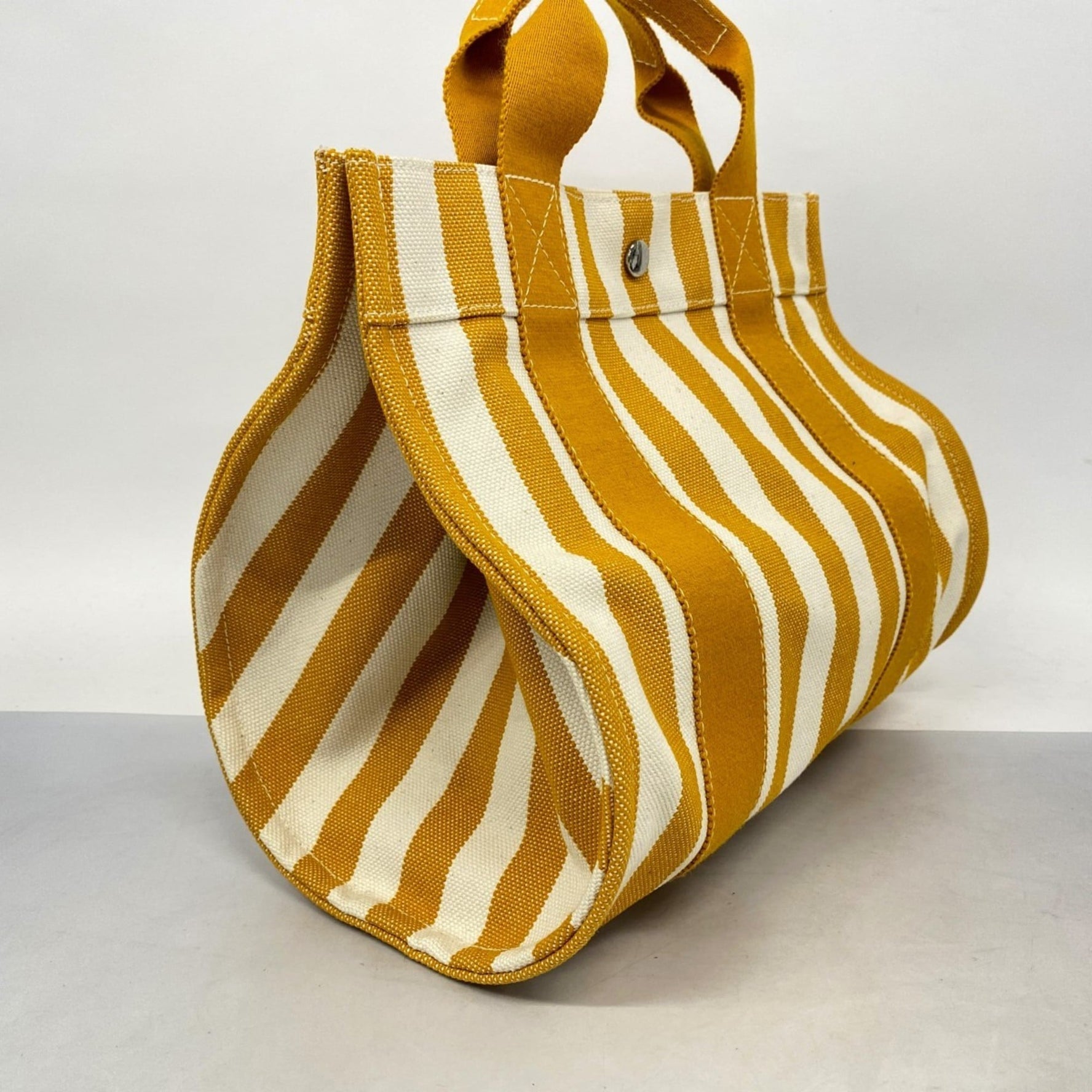 Hermes Hermès Cannes PM Tote Bag, Canvas, Orange, White