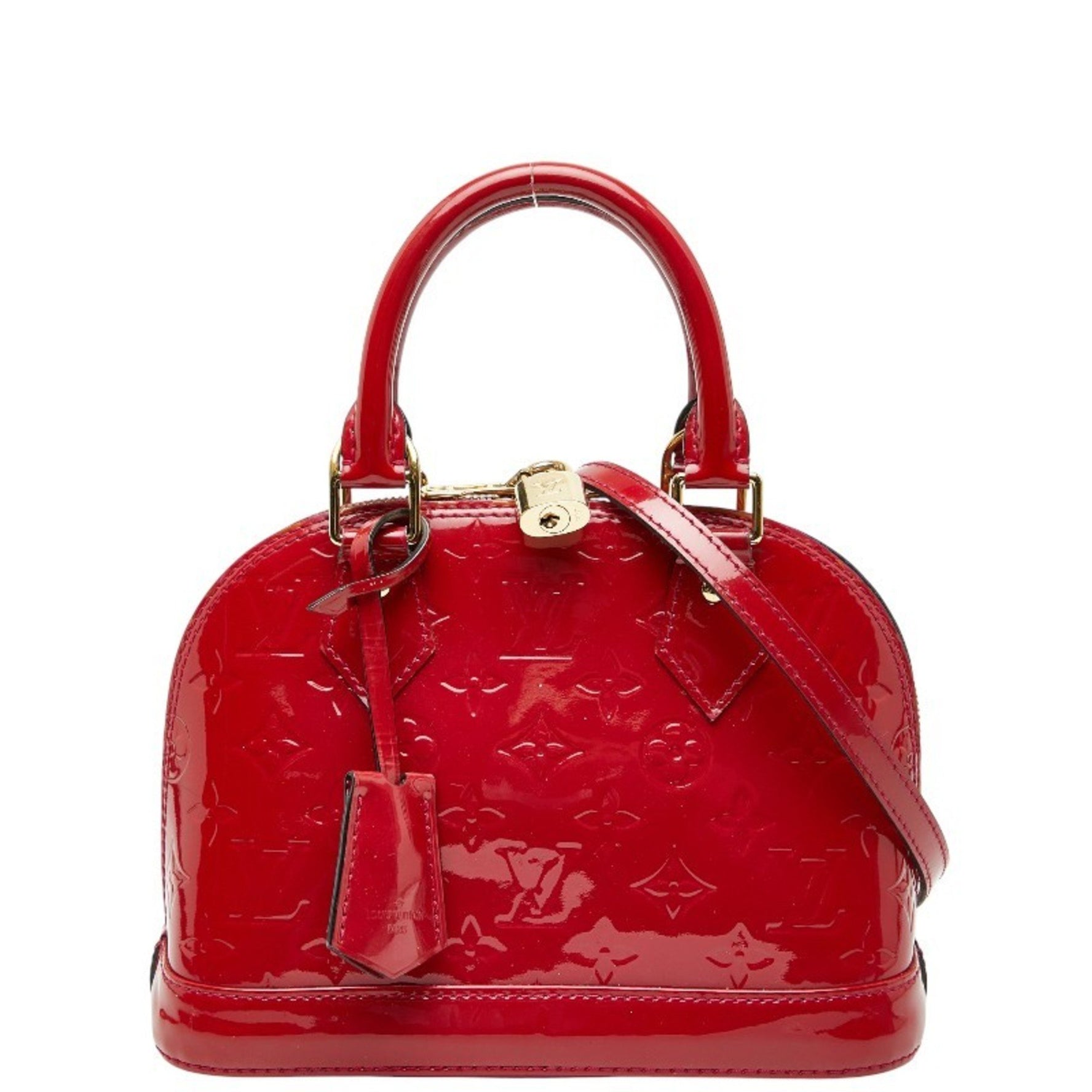 Louis Vuitton Monogram Vernis Alma BB Handbag/Shoulder Bag, Pomme d'Amour, Red Patent Leather, LOUIS VUITTON