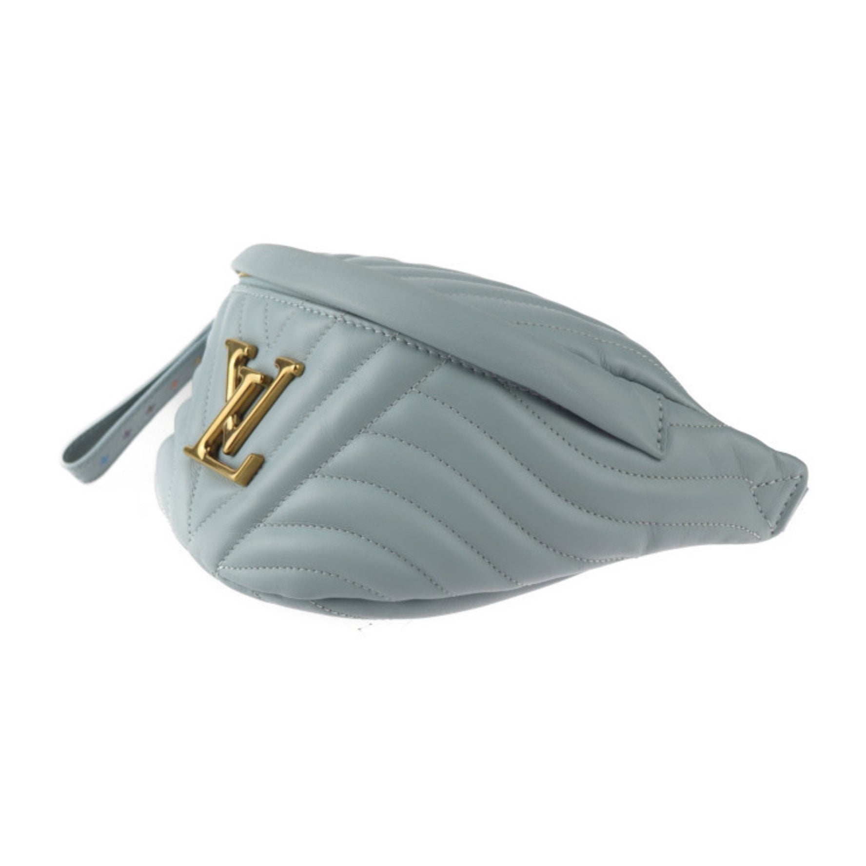 Louis Vuitton New Wave Bum Bag Waist Smooth Calf Leather Light Blue Body Quilted