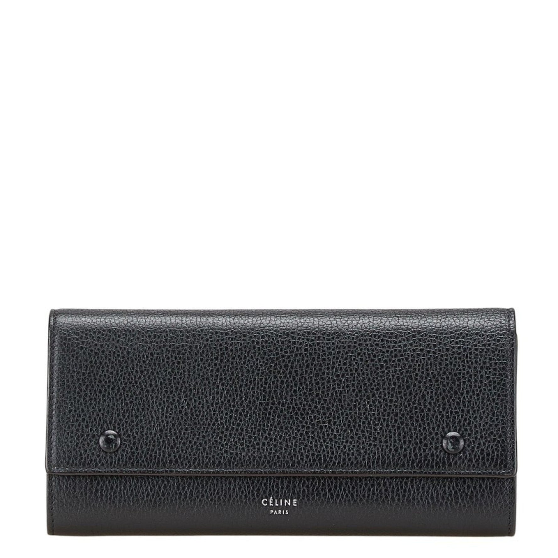 Celine Large Flap Multi-Cushion Long Wallet in Leather