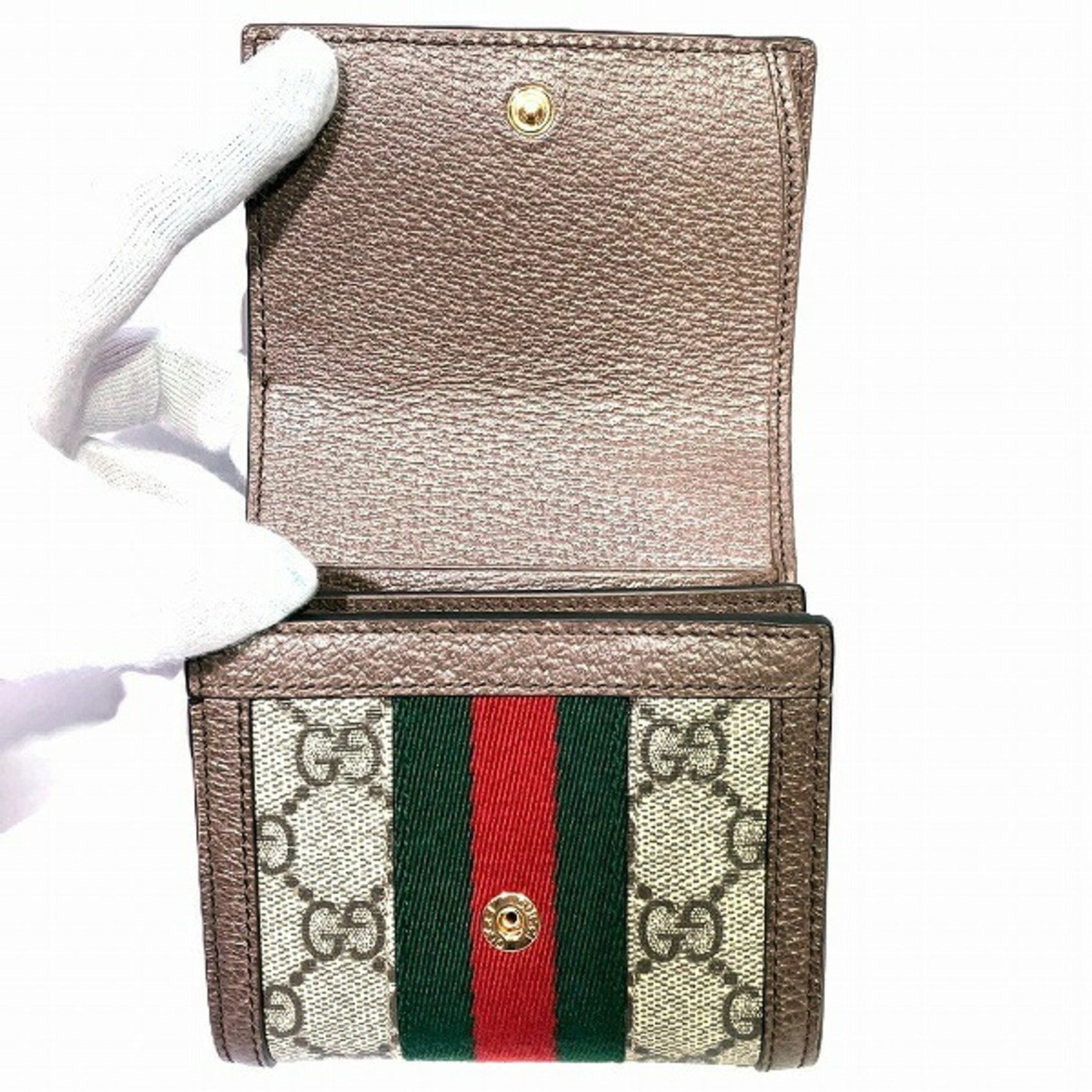 GUCCI Offdia Shelly Line GG Supreme Bi-fold Wallet for Women