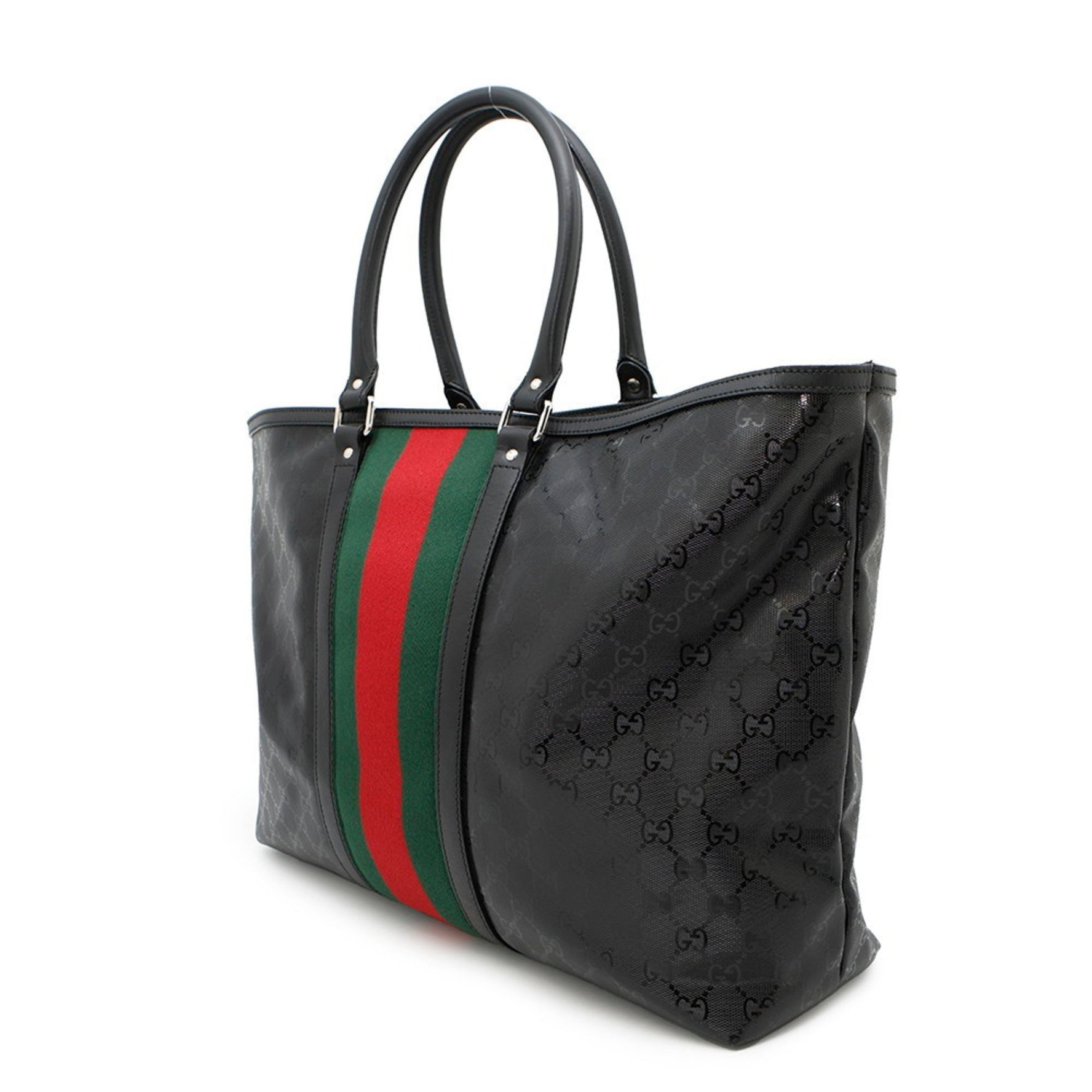 Gucci GG Imprime Sherry Line Leather Tote Bag GUCCI Black