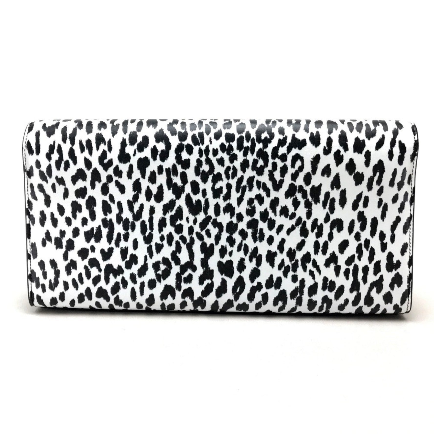 SAINT LAURENT Saint Laurent Paris Cassandra Leopard Bag Clutch Calf Leather Women's White Black