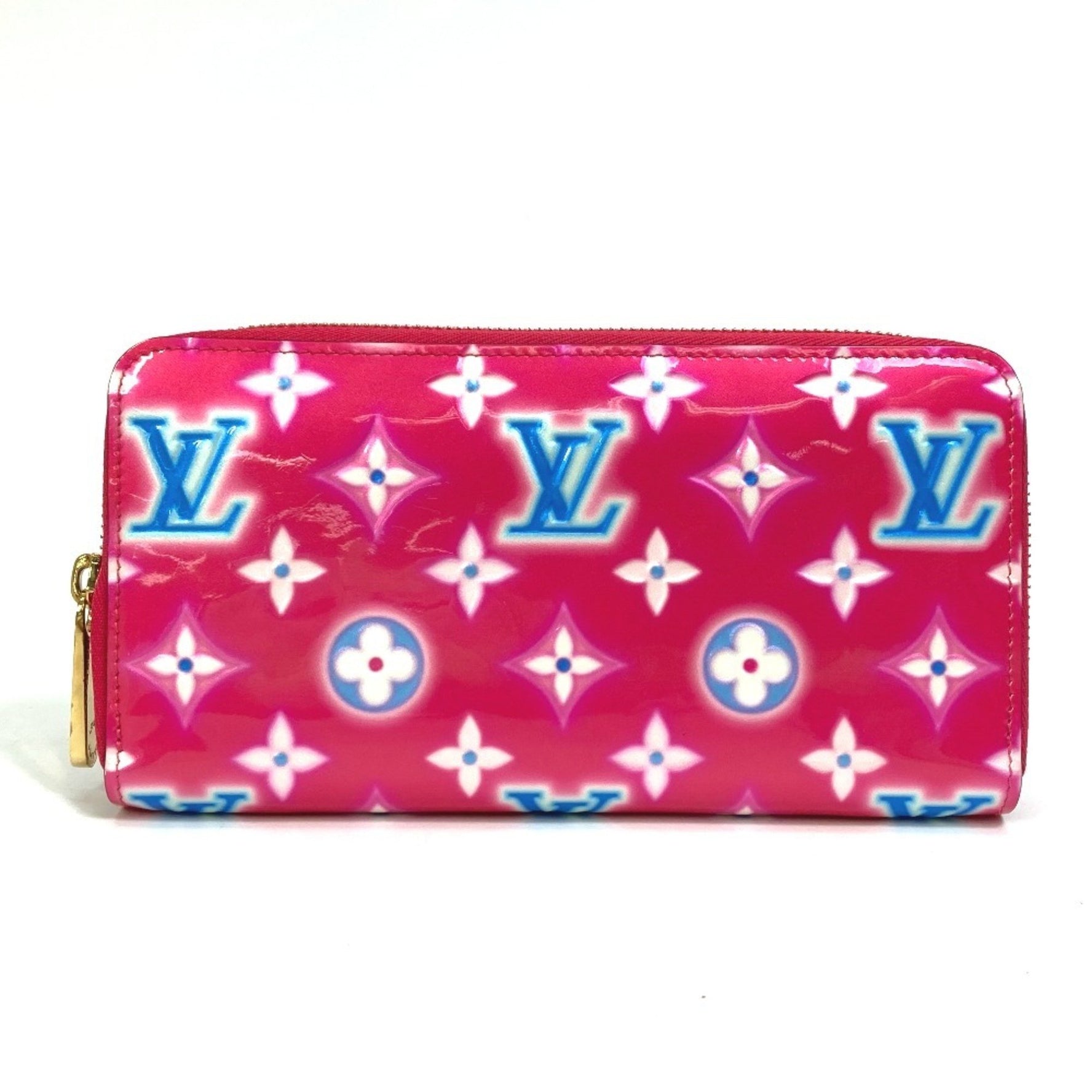 LOUIS VUITTON M81154 Monogram Vernis Zippy Wallet, 2022 Valentine's Day Limited Edition Long Vernis, Women's, Fuchsia Neon Pink