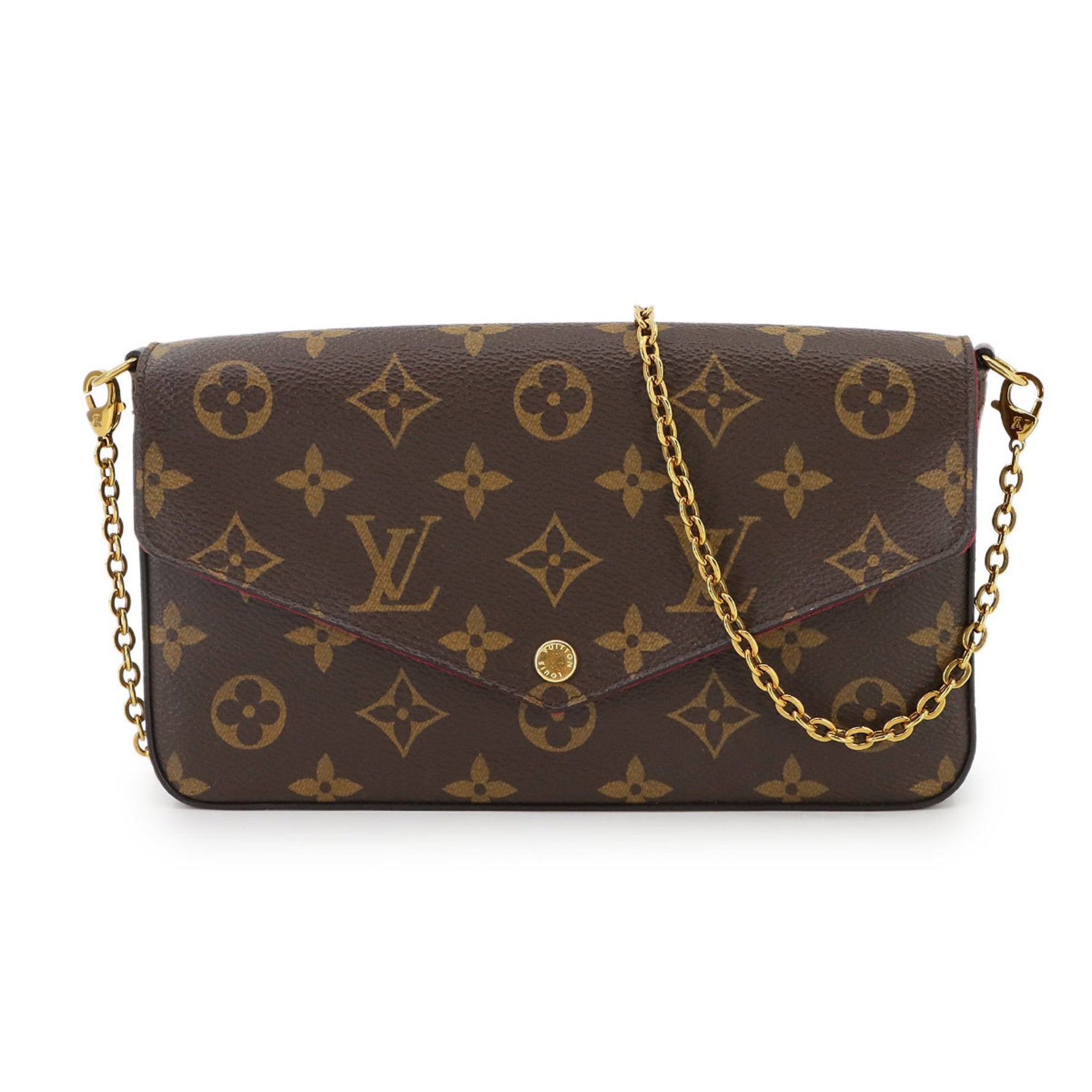 Louis Vuitton Monogram Felicie Pochette Chain Wallet in Brown Fuchsia