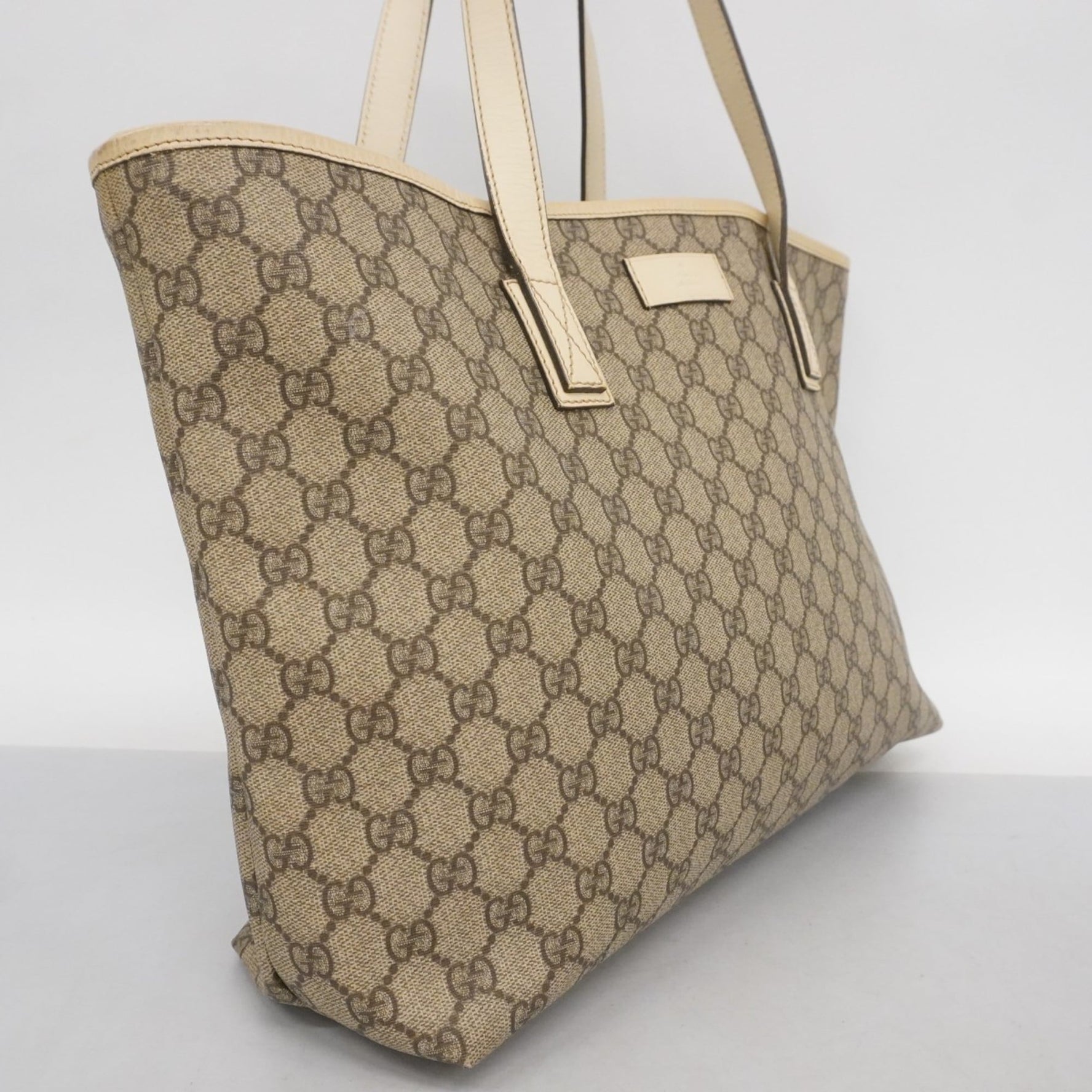 Gucci GG Supreme Tote Bag Beige White