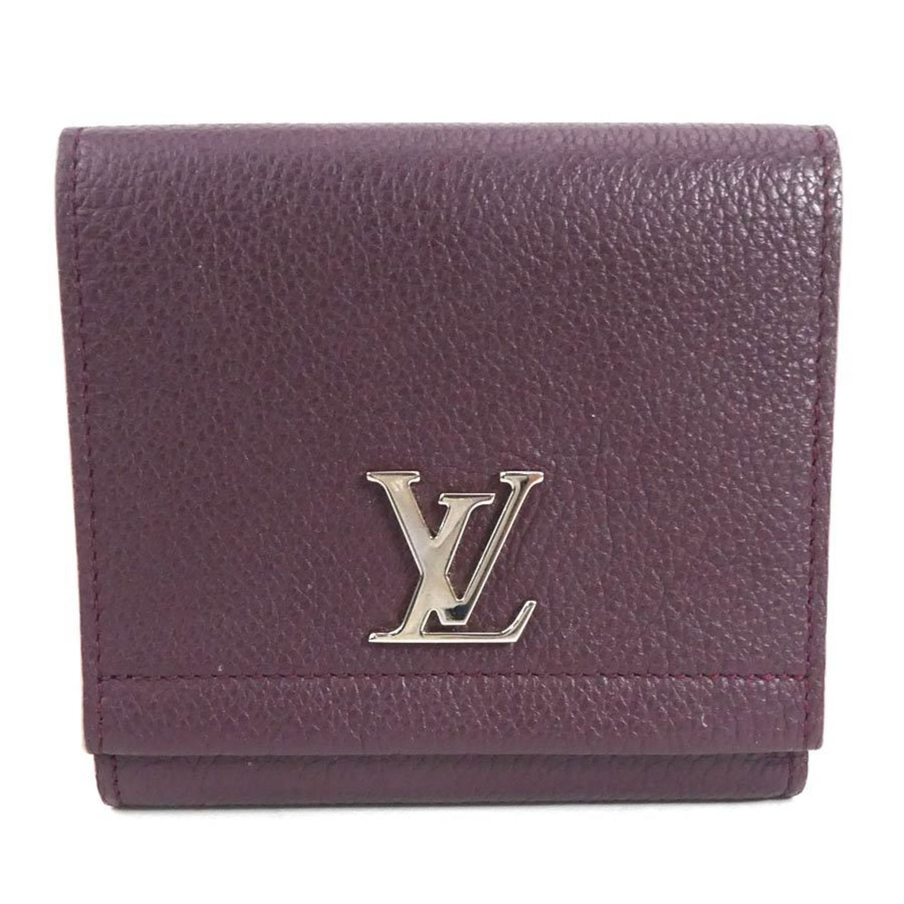 Louis Vuitton Bifold Wallet Portefeuille Lock Me 2 Compact/Taurillon Prune Unisex