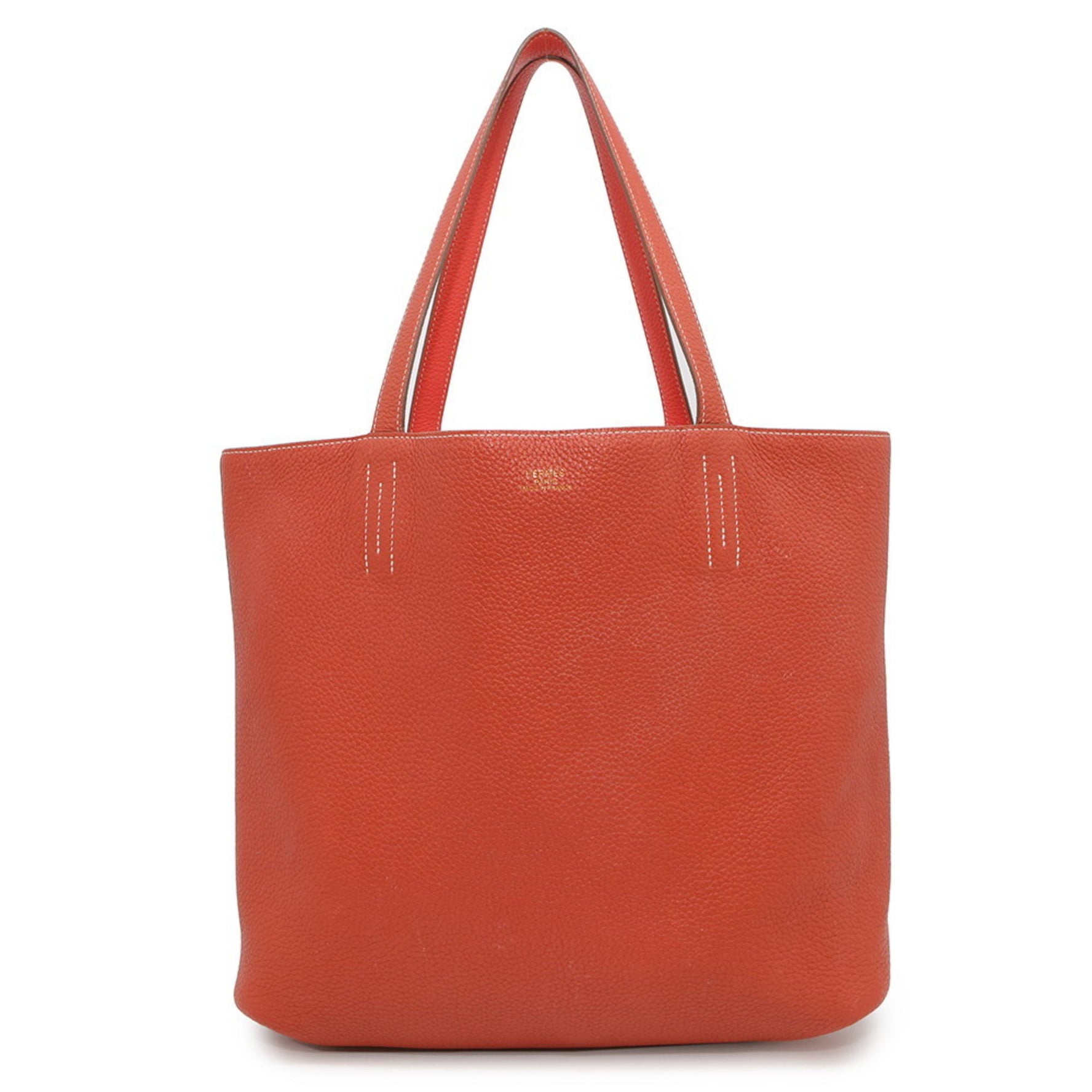 Hermes Tote Bag Double Sens 45 Rose Jaipur Sanguine Taurillon Clemence □R stamp