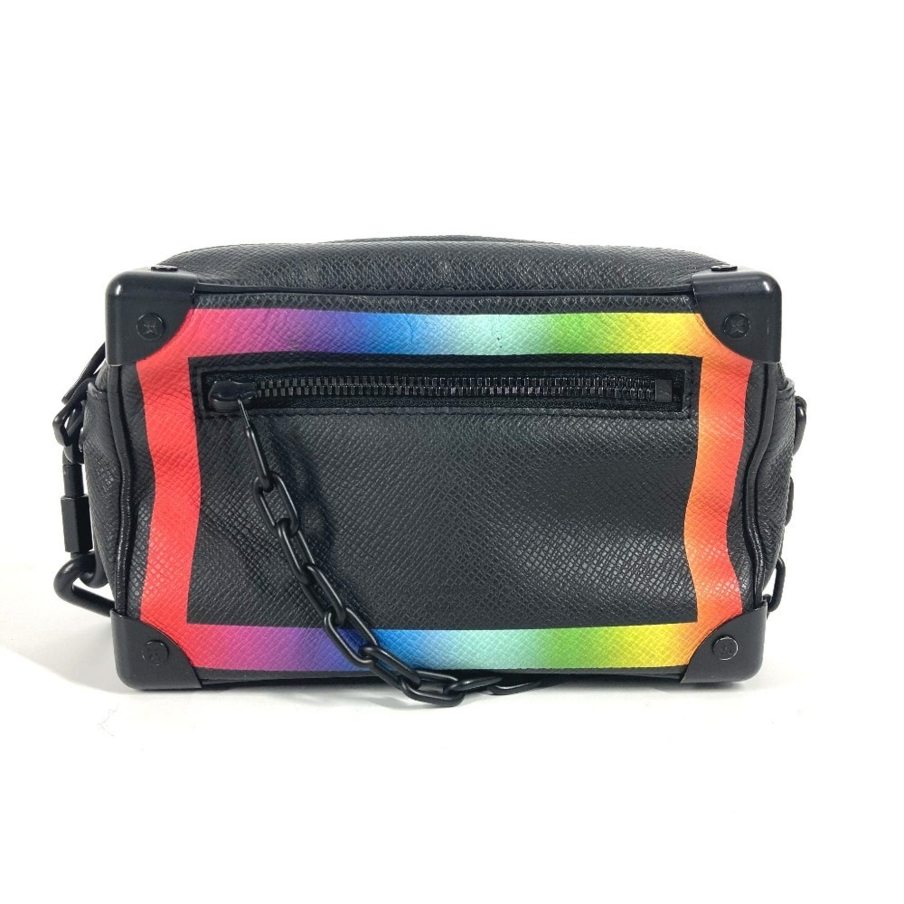Louis Vuitton Taiga Rainbow Mini Soft Trunk Bag Crossbody Pochette Shoulder Leather Men's Black
