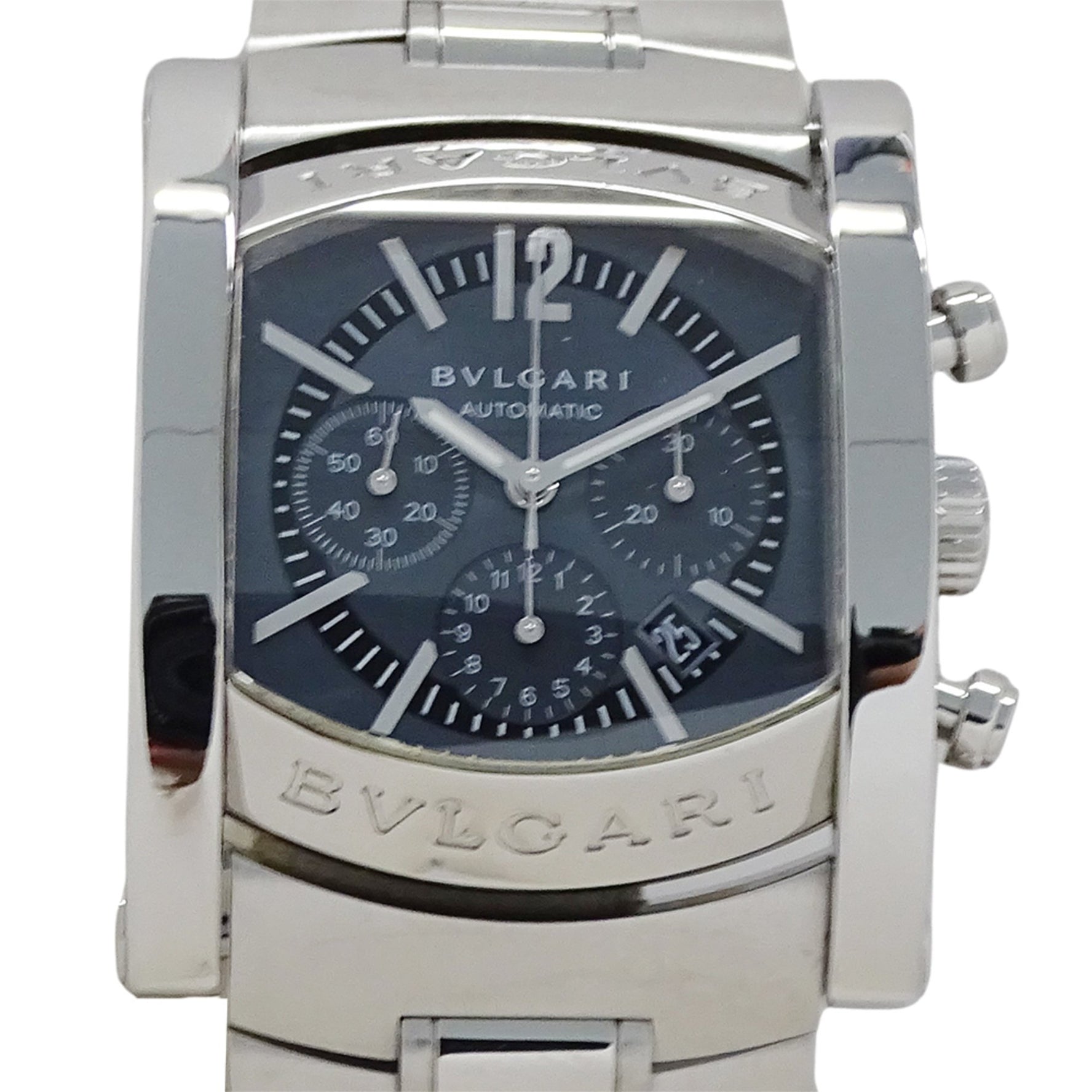 Bvlgari Assioma Chronograph Automatic Watch, Stainless Steel, Silver/Navy, Polished