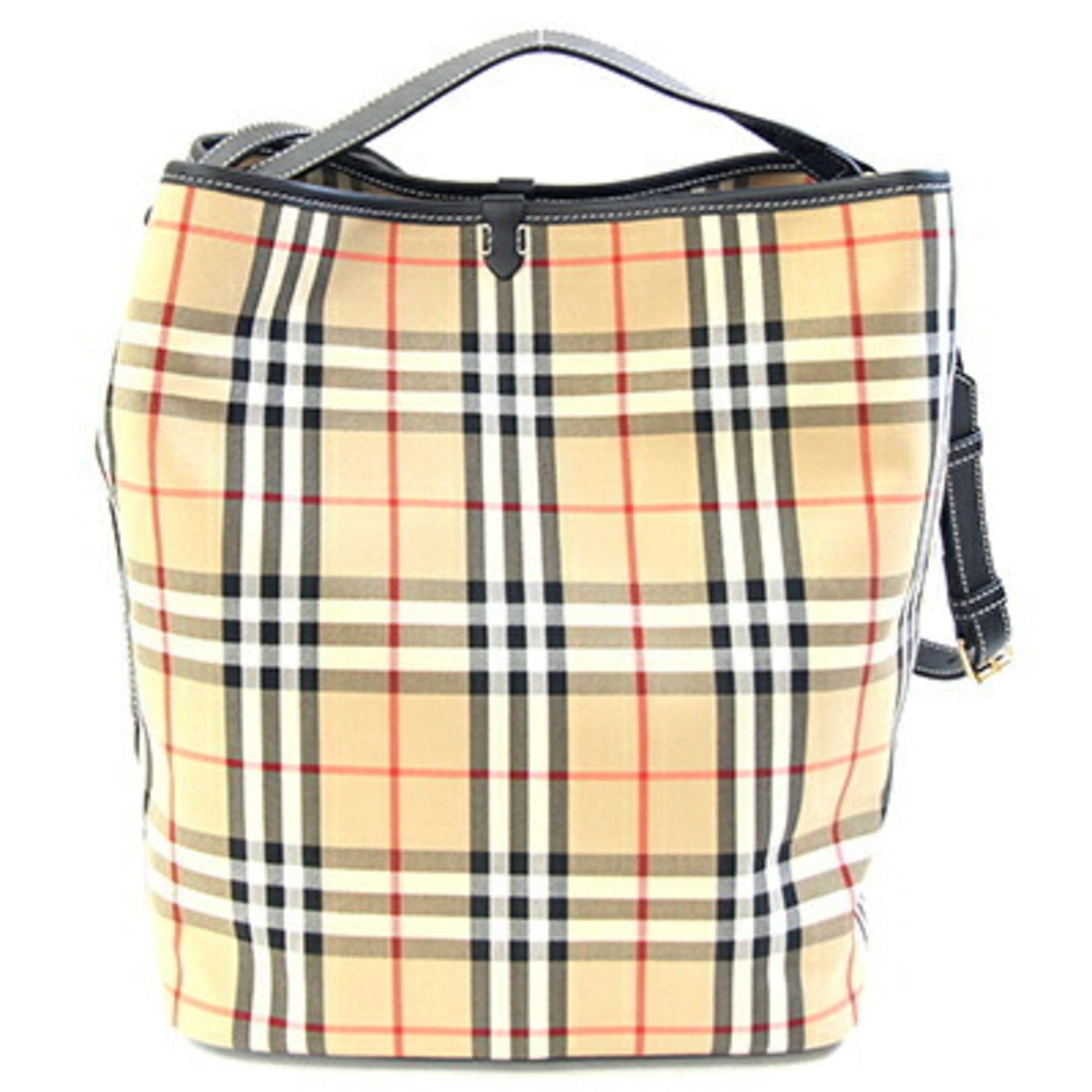 Burberry Ashby Medium Bag Beige Black Canvas Leather Nova Check