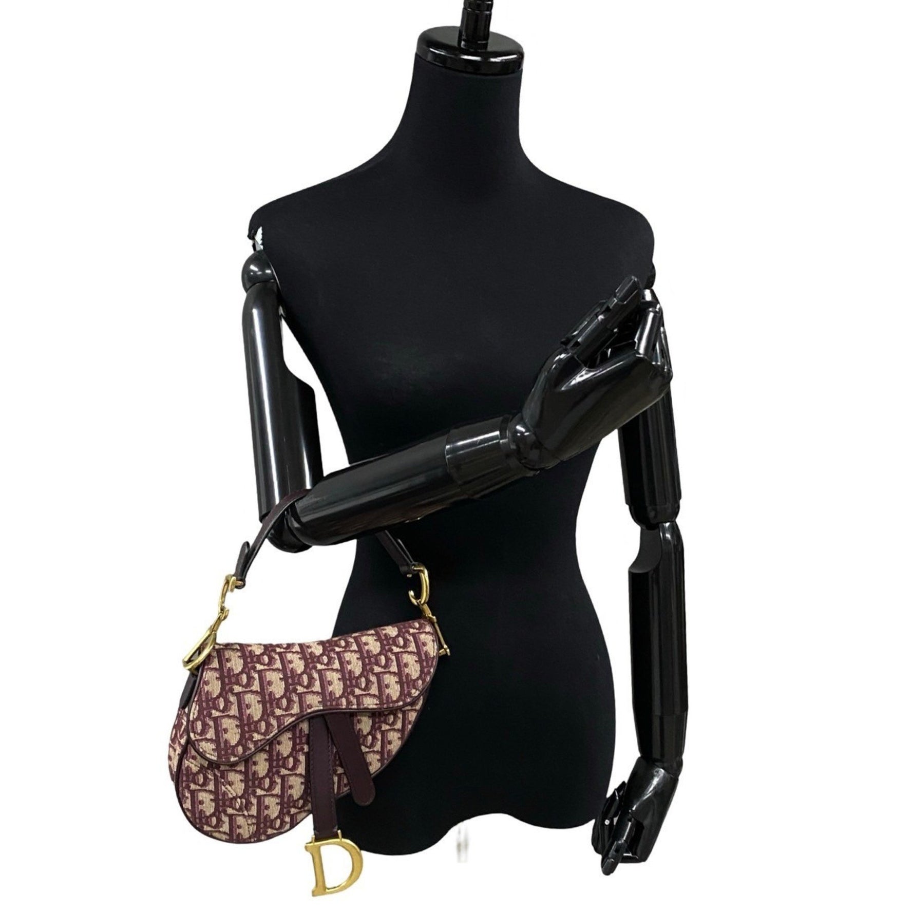 Christian Dior Saddle Bag, Trotter Pattern, Genuine Leather and Canvas, Red