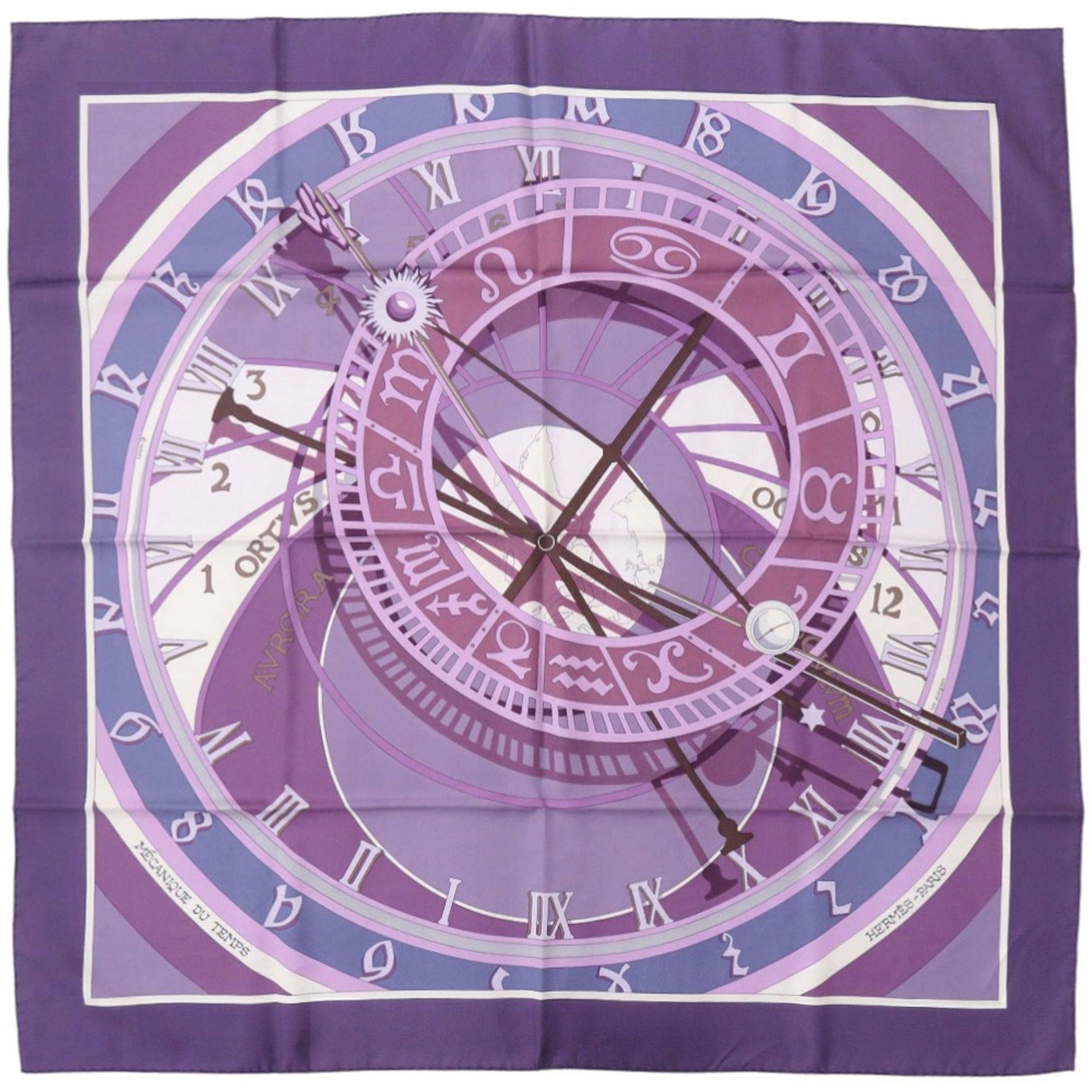 Hermès Carré 90 "Mecanique du Temps" Silk Scarf Muffler 0139 HERMES