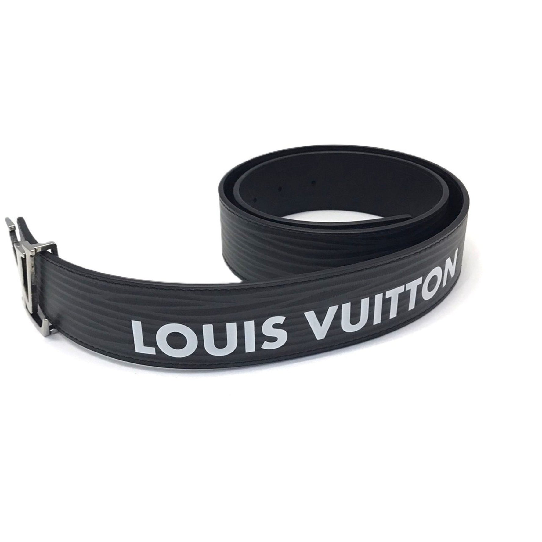 Louis Vuitton LV Initial Reversible Epi Leather Belt in Silver and Leather