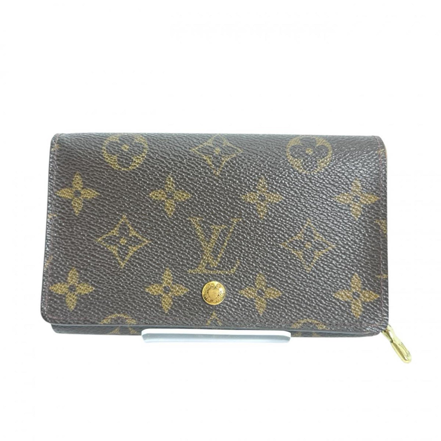 Louis Vuitton Bi-fold wallet L-shaped zipper Monogram Porte Monnaie Tresor canvas